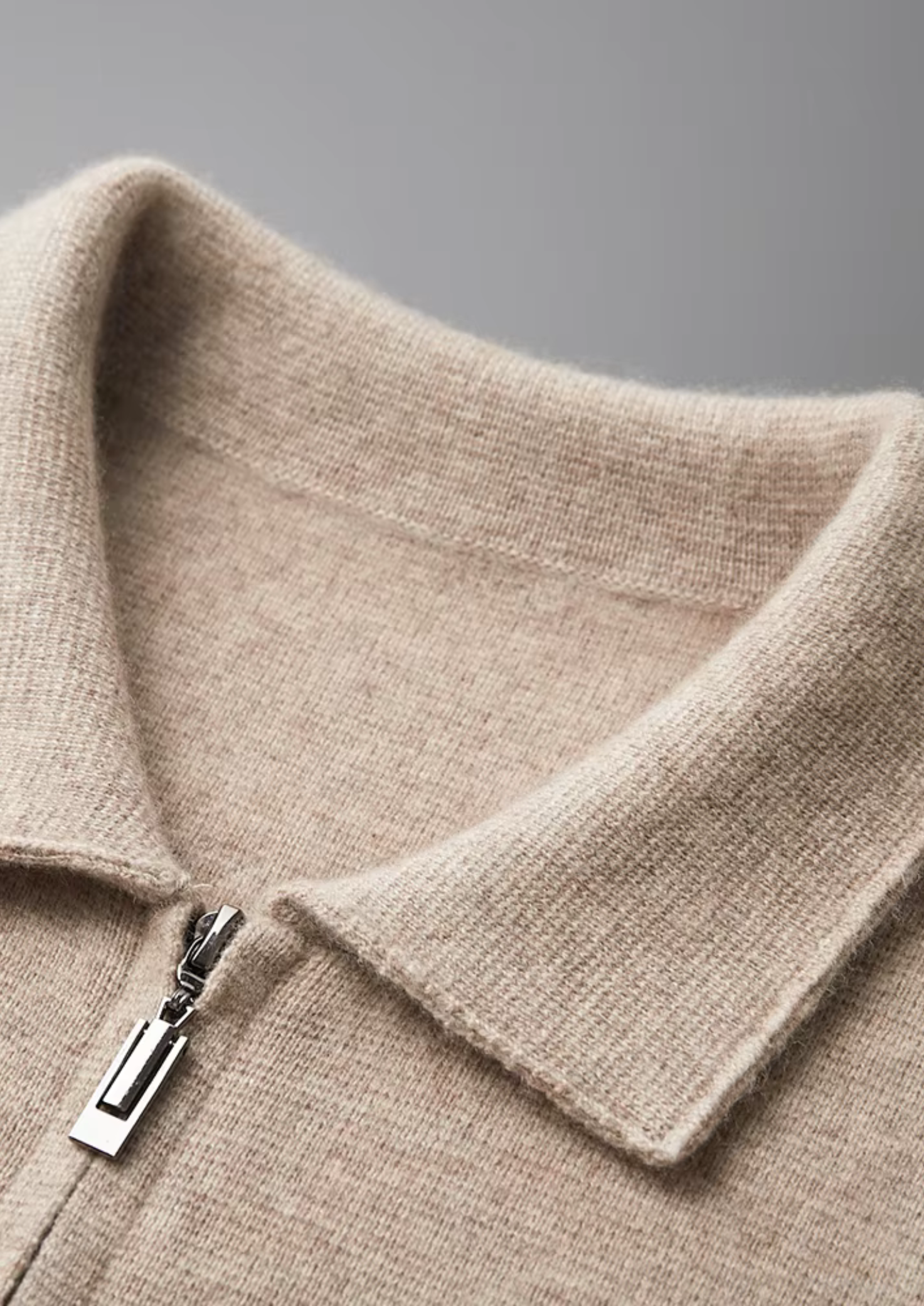 Ultra-Fine Merino Wool Zip Polo Cardigan