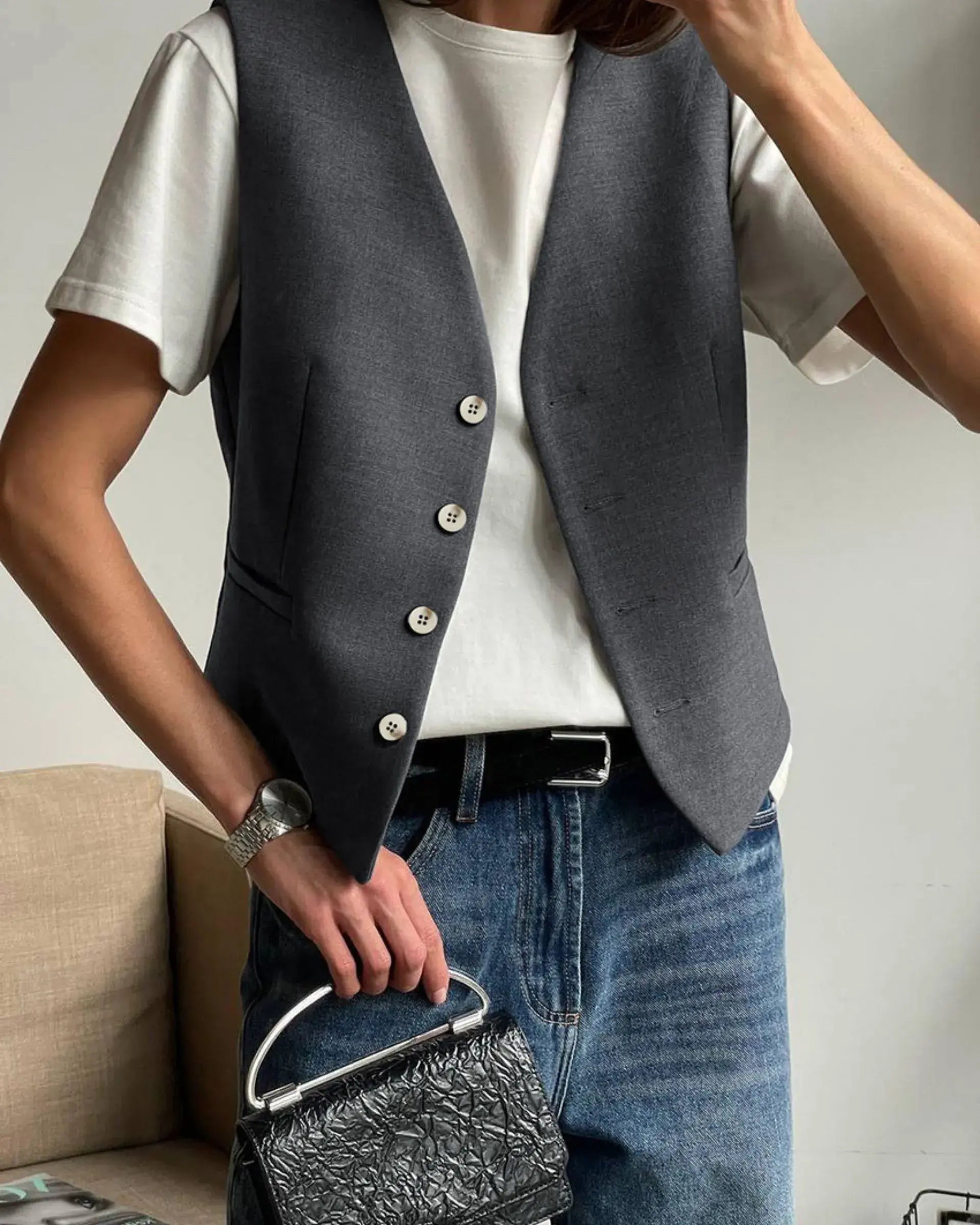 2-Piece V-Neck Sleevless Women's Lounge Set – Casual Suit for Work or Travel