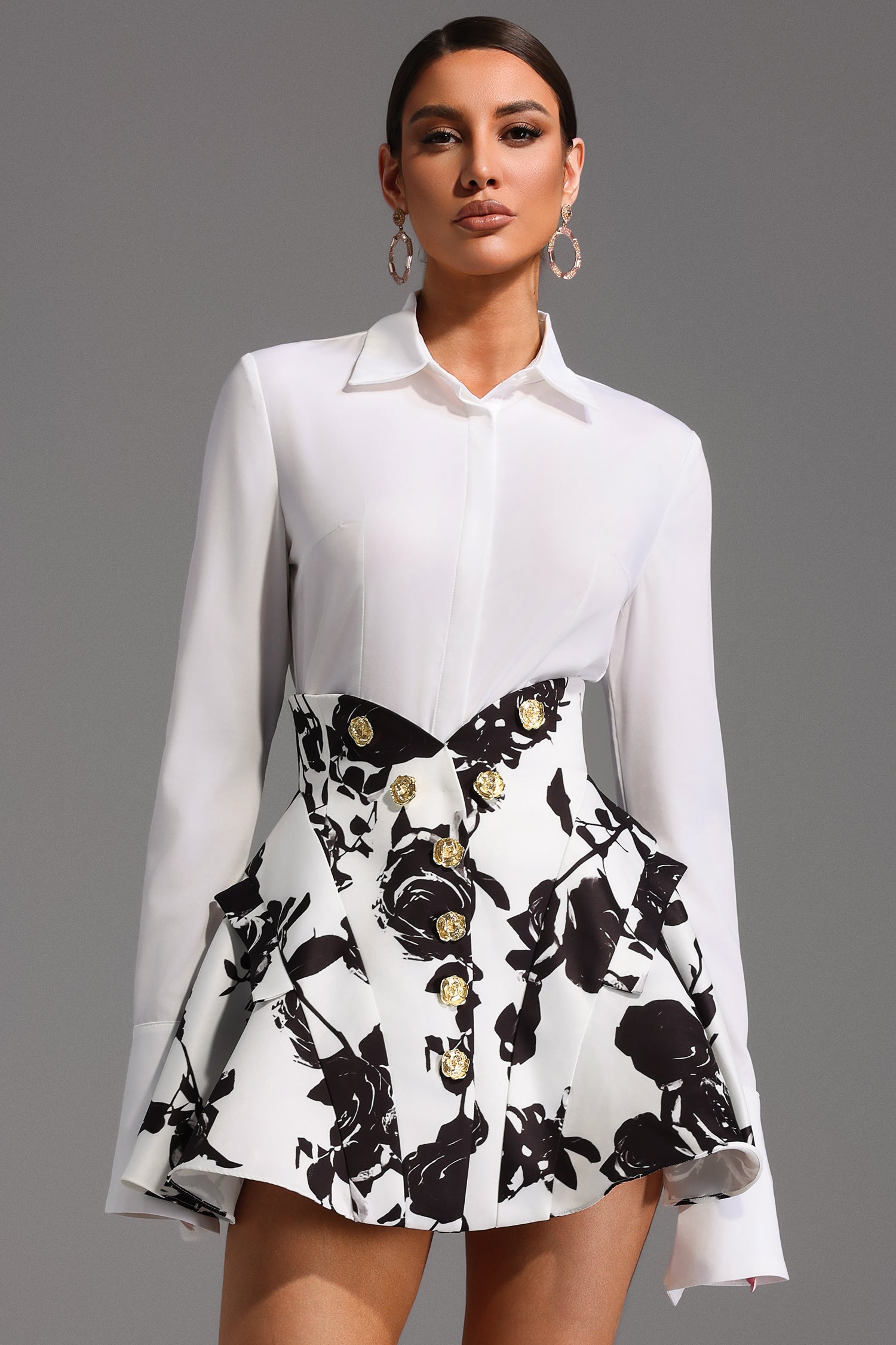 Lily Long Sleeve Printing Mini Two-Piece Set