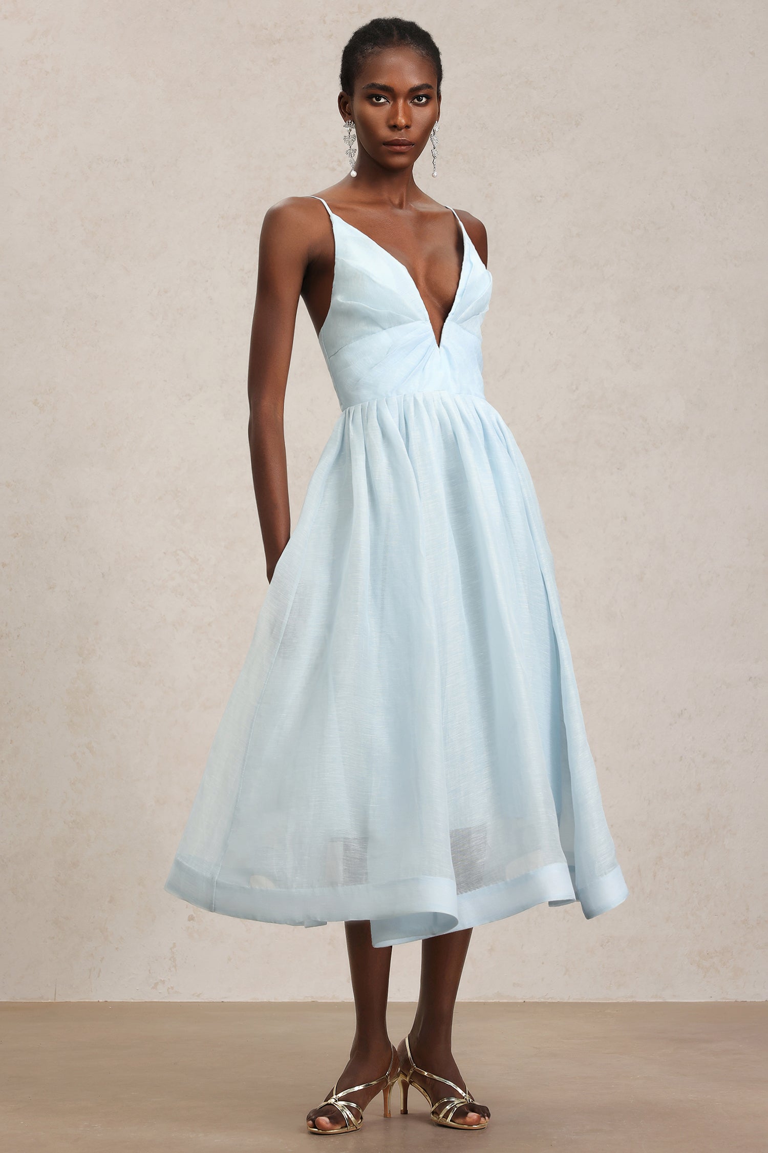Mélanie Halter Deep-V Folds Maxi Dress