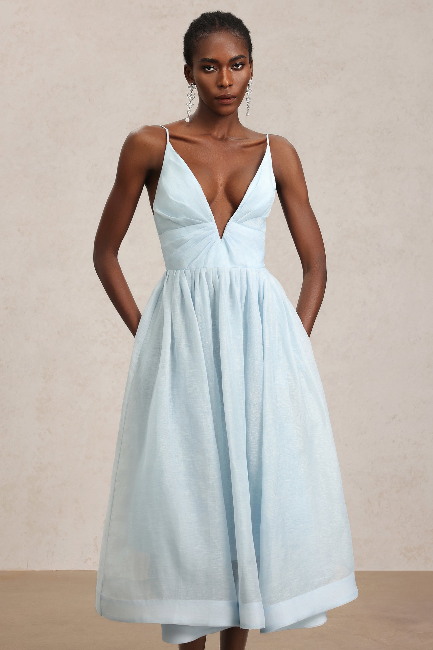 Mélanie Halter Deep-V Folds Maxi Dress
