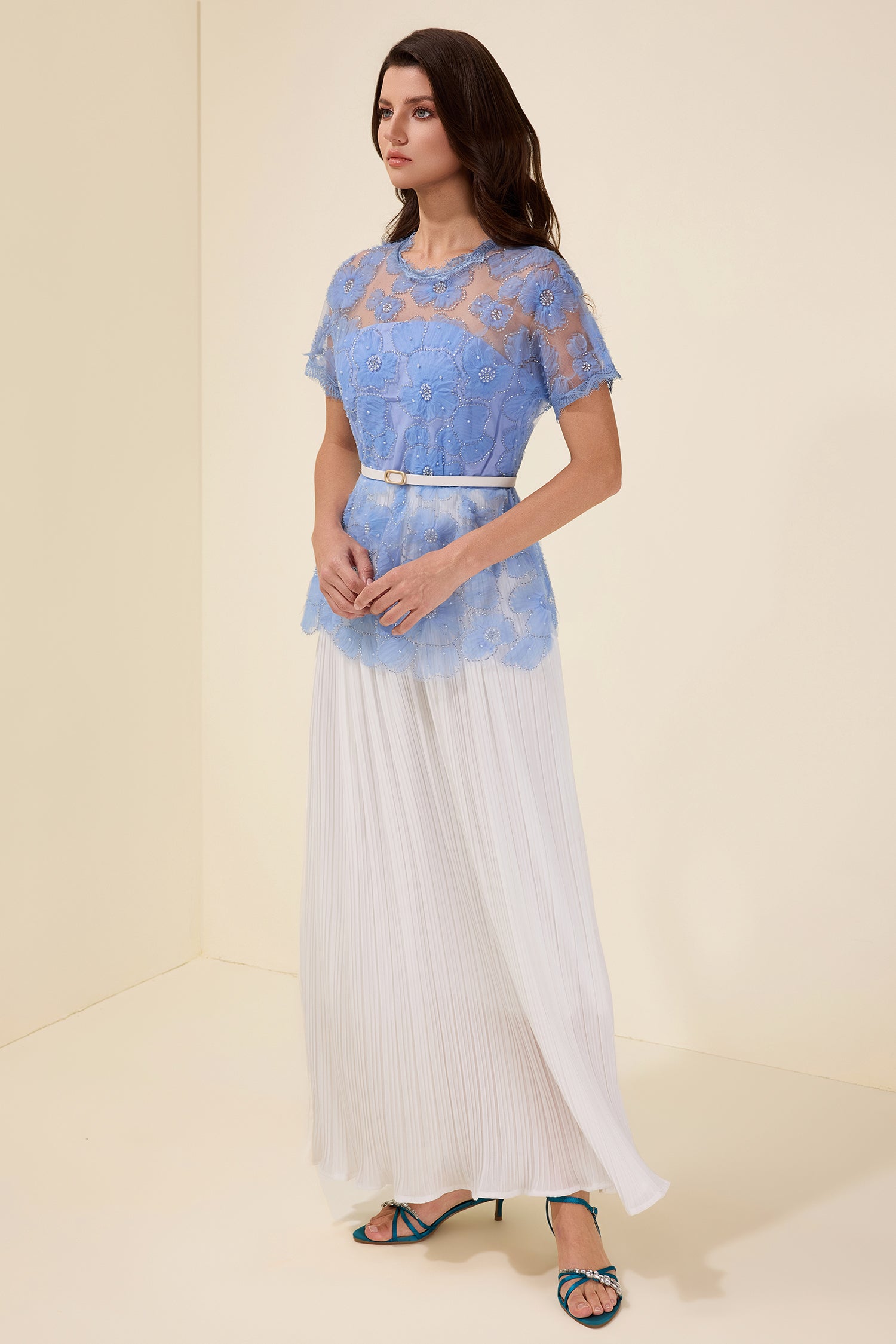 Sabine - Pleated Midi Dress With Belt