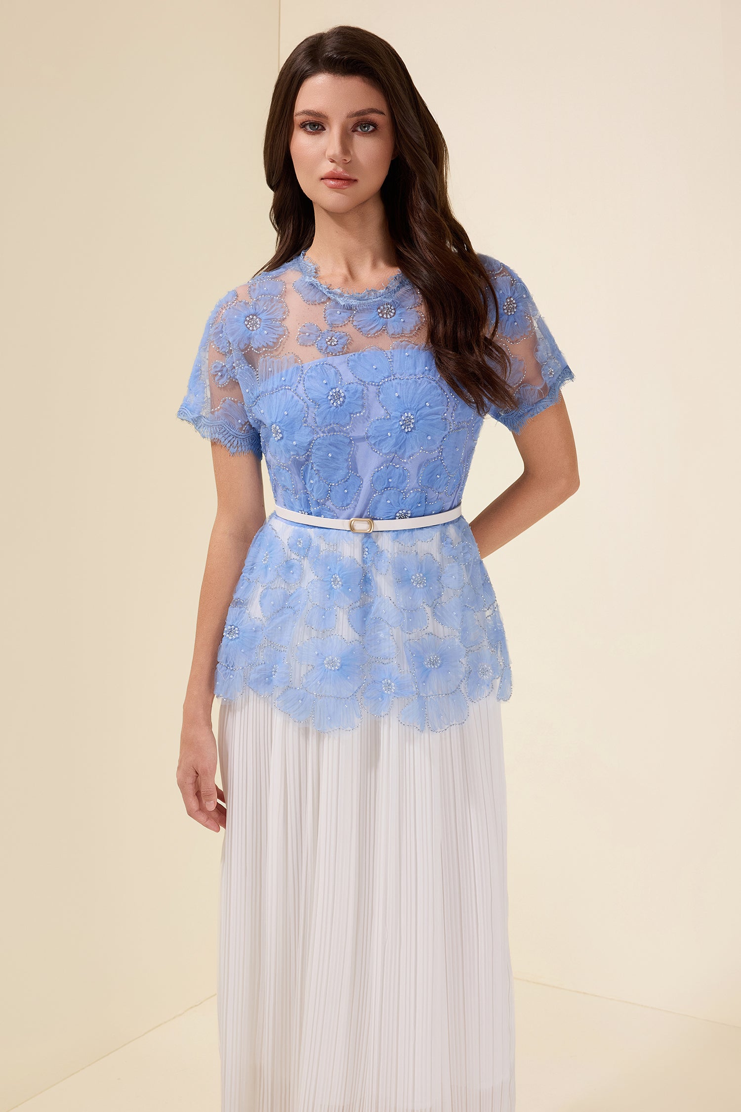 Sabine - Pleated Midi Dress With Belt