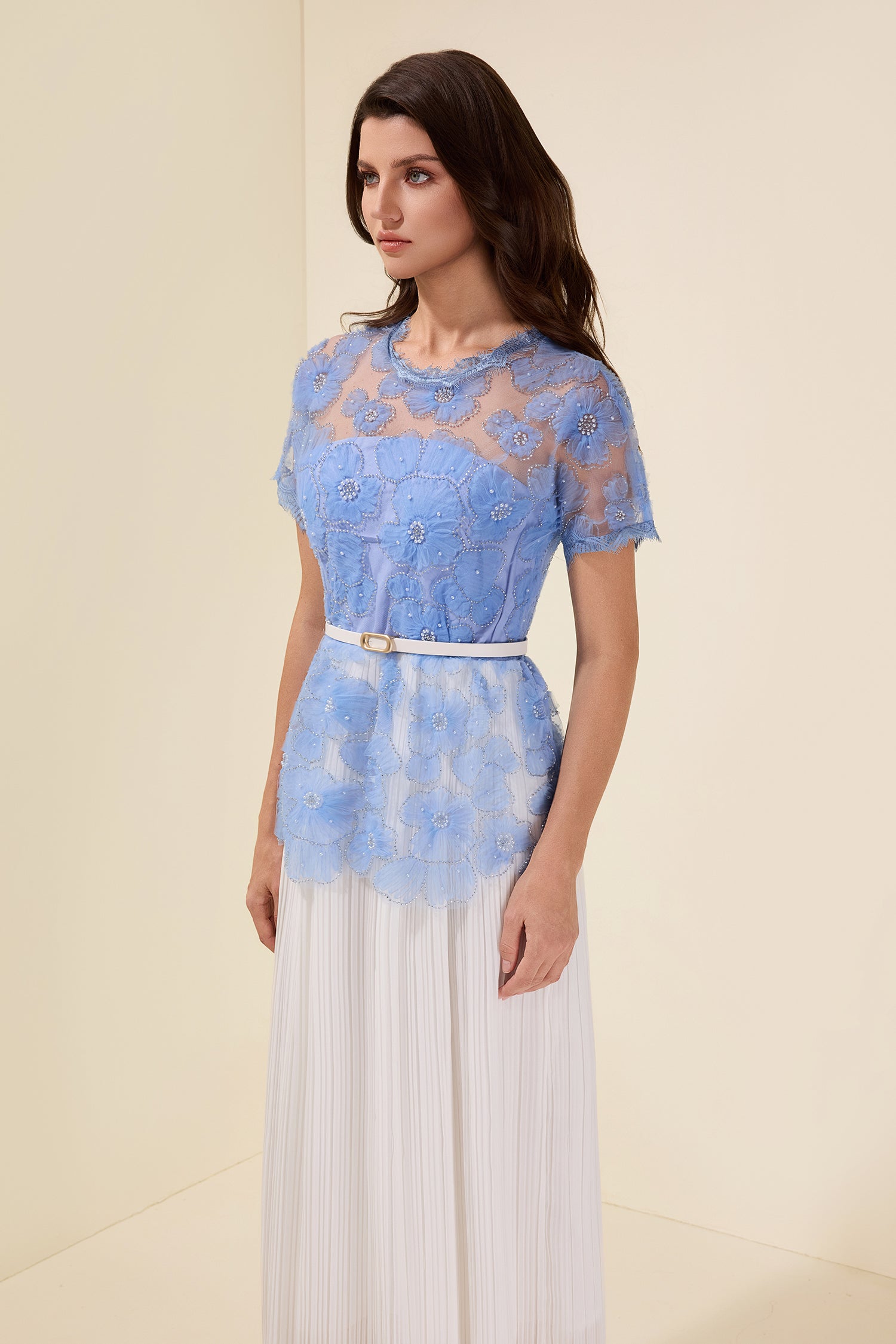 Sabine - Pleated Midi Dress With Belt