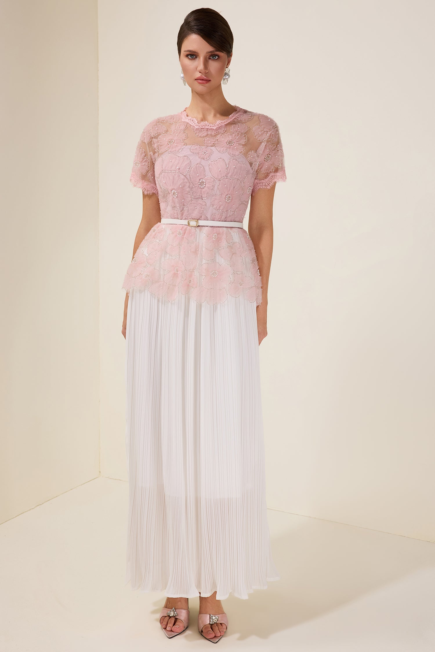 Sabine - Pleated Midi Dress With Belt