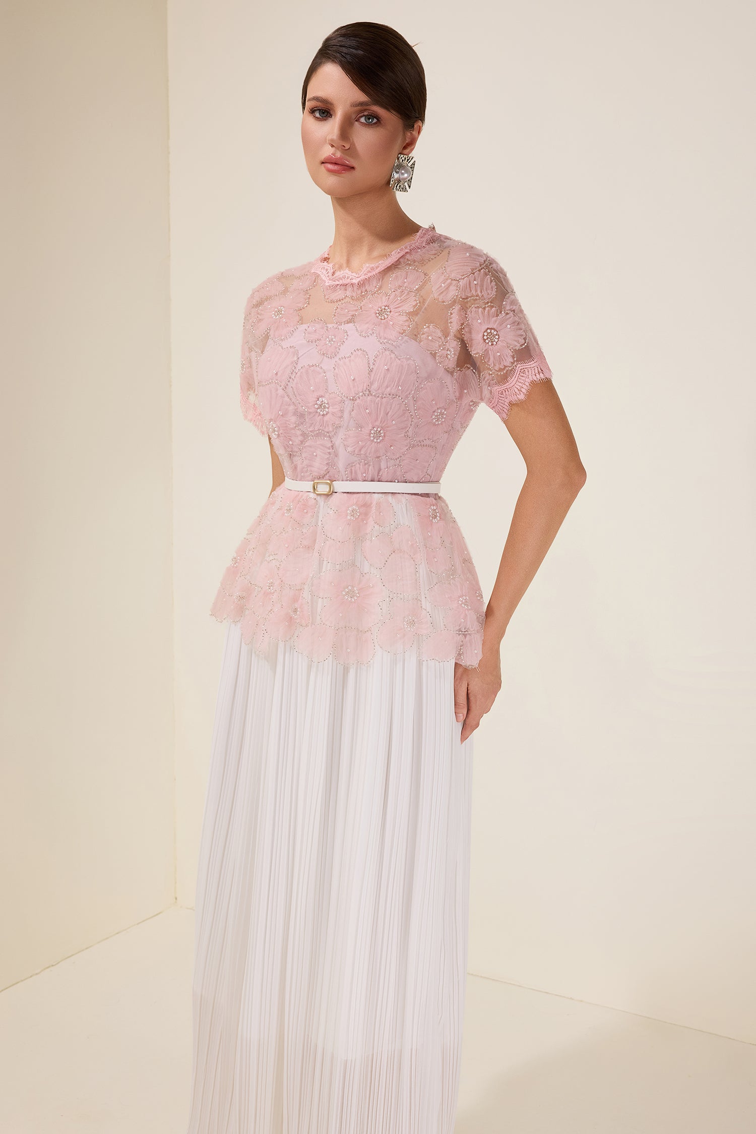 Sabine - Pleated Midi Dress With Belt