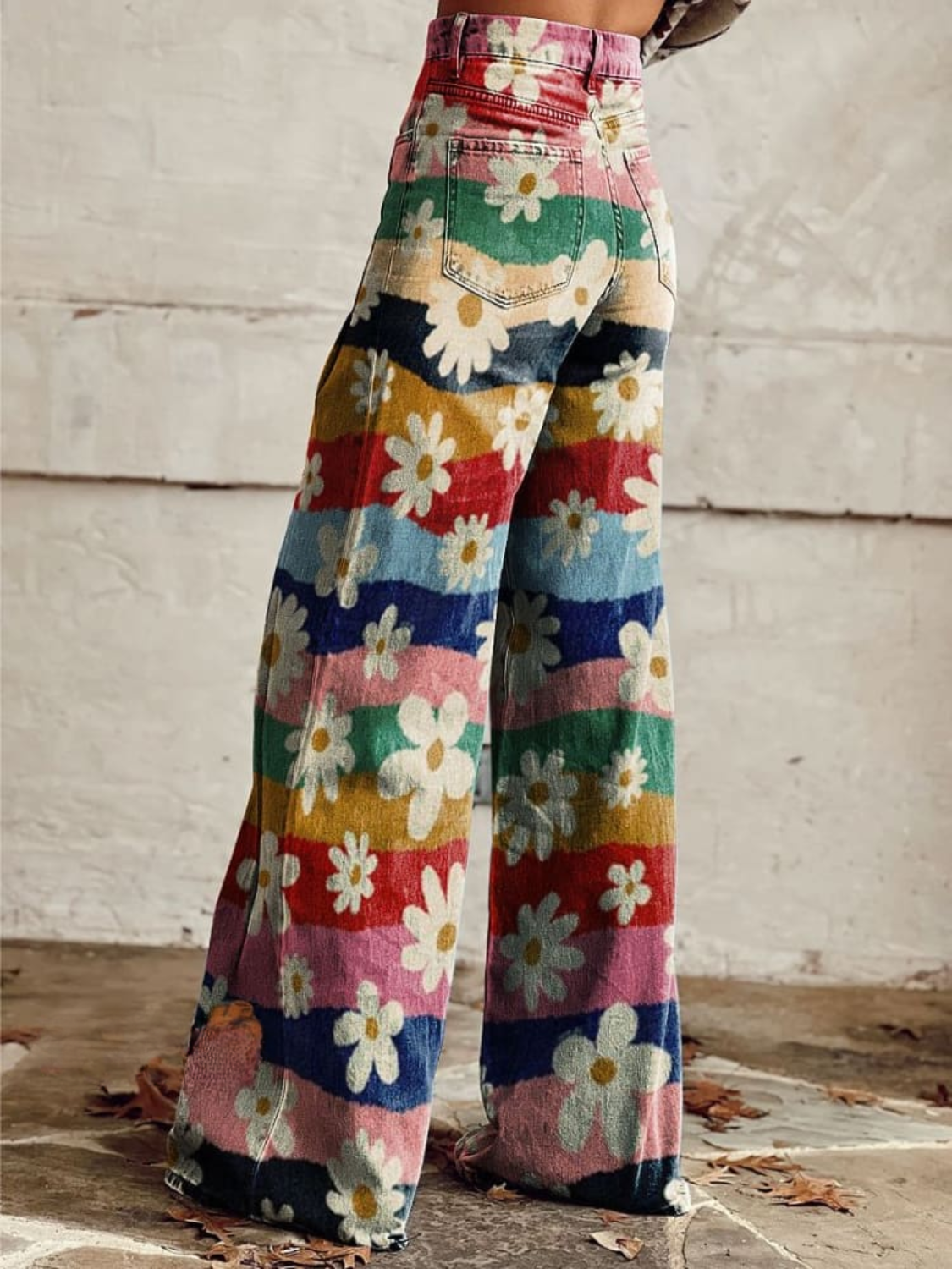 Ellie™ – Vintage-Inspired Striped Floral Wide-Leg Pants
