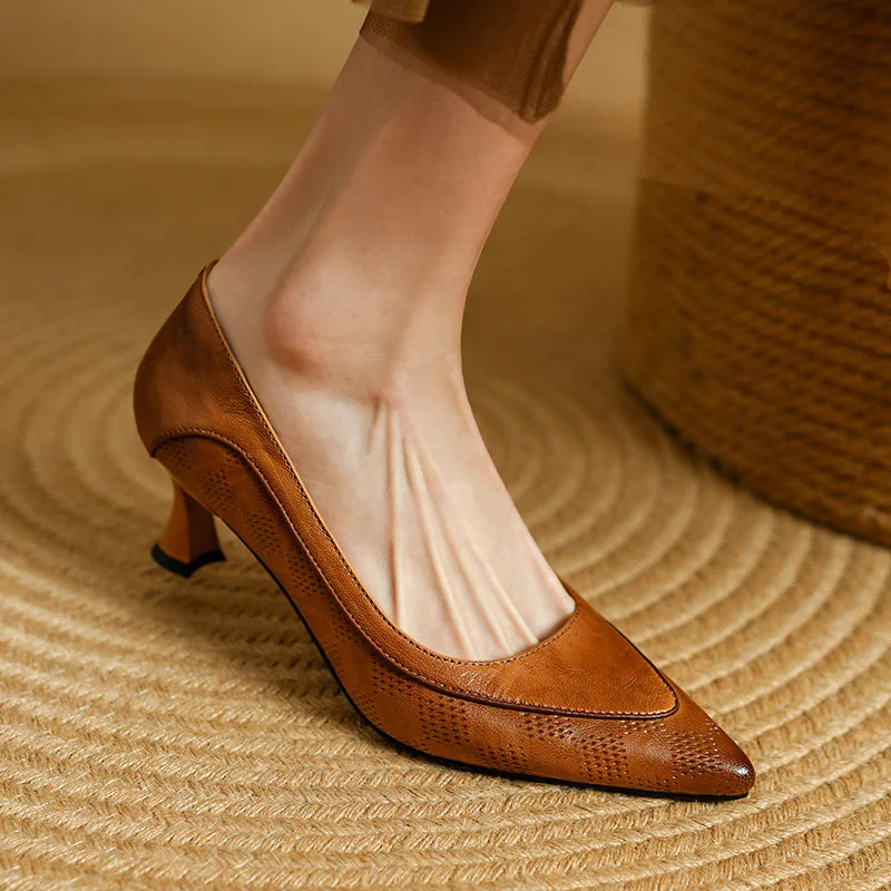 Belle Authentic Leather High Heels