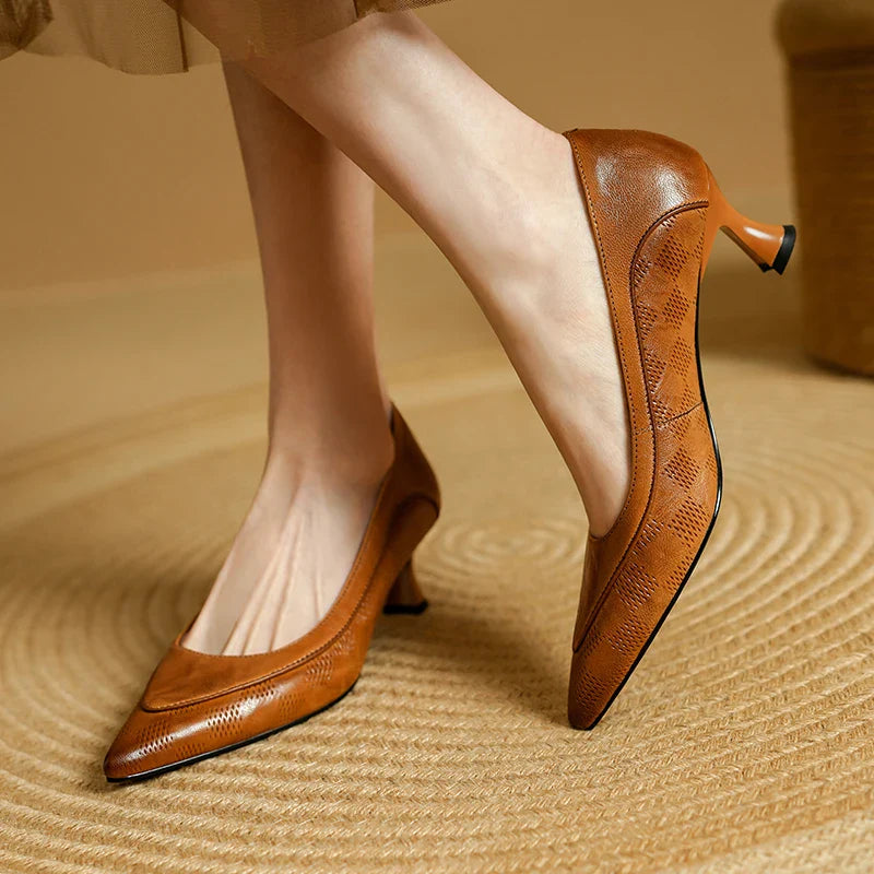 Belle Authentic Leather High Heels