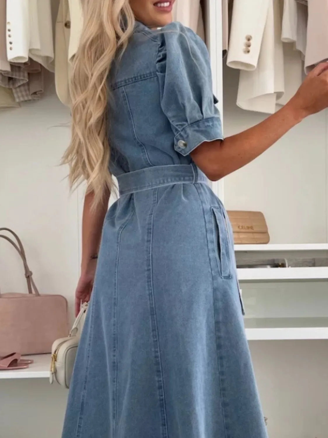 Anna - Maxi Denim Dress with Sleeves