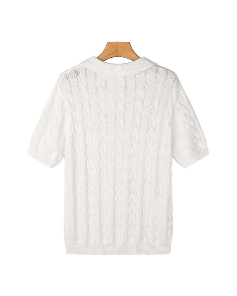 FLORENCE Knit Cable Polo Shirt