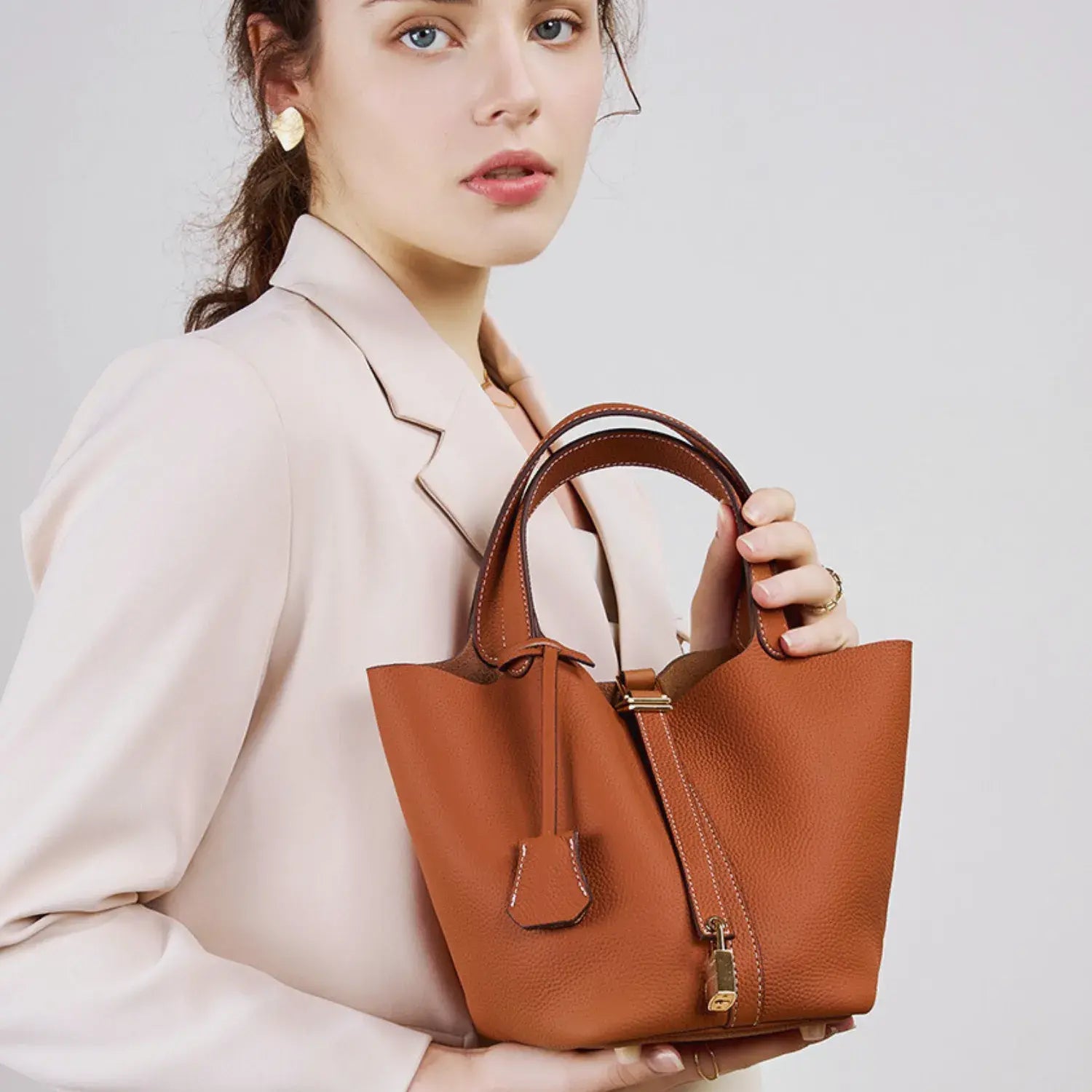 Bellara Genuine Leather Gold Buckle Tote Bag