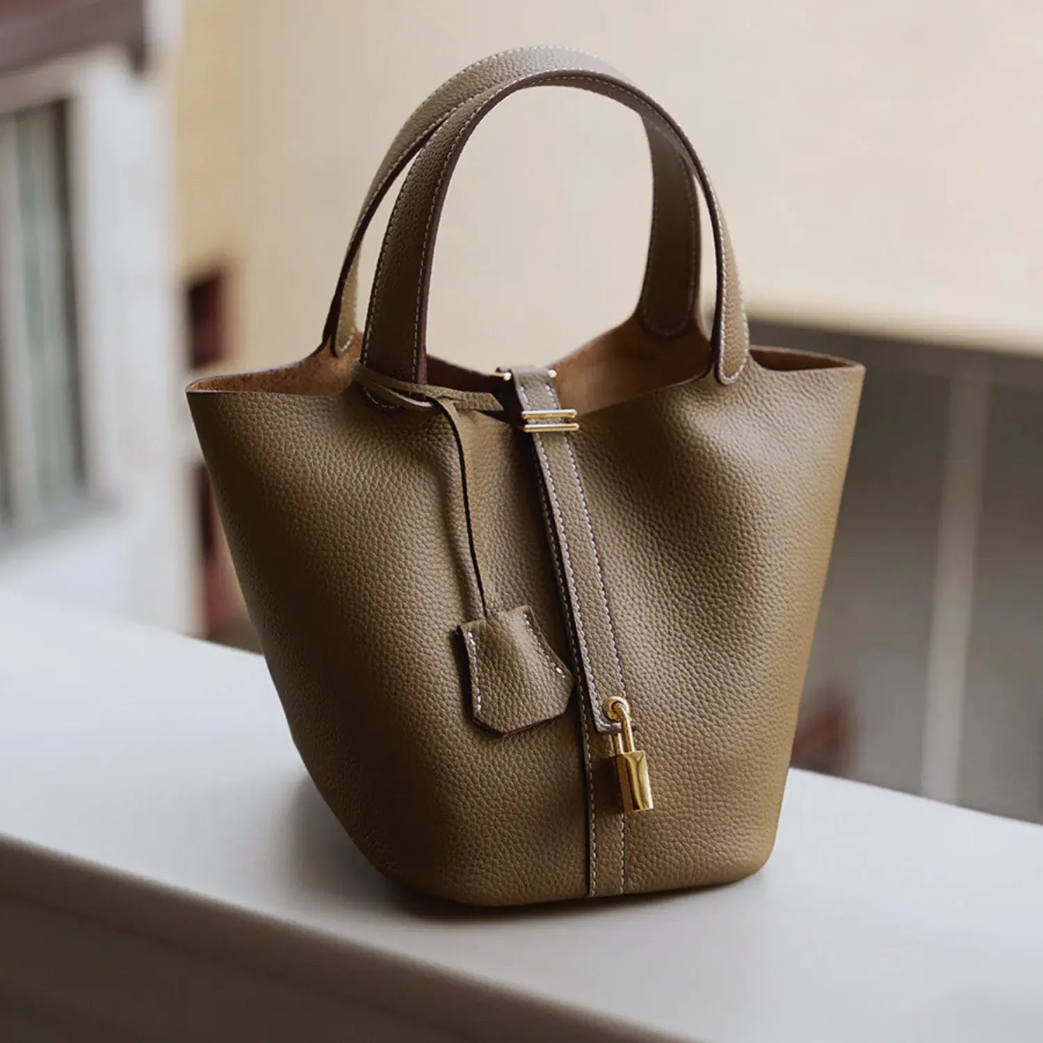 Bellara Genuine Leather Gold Buckle Tote Bag