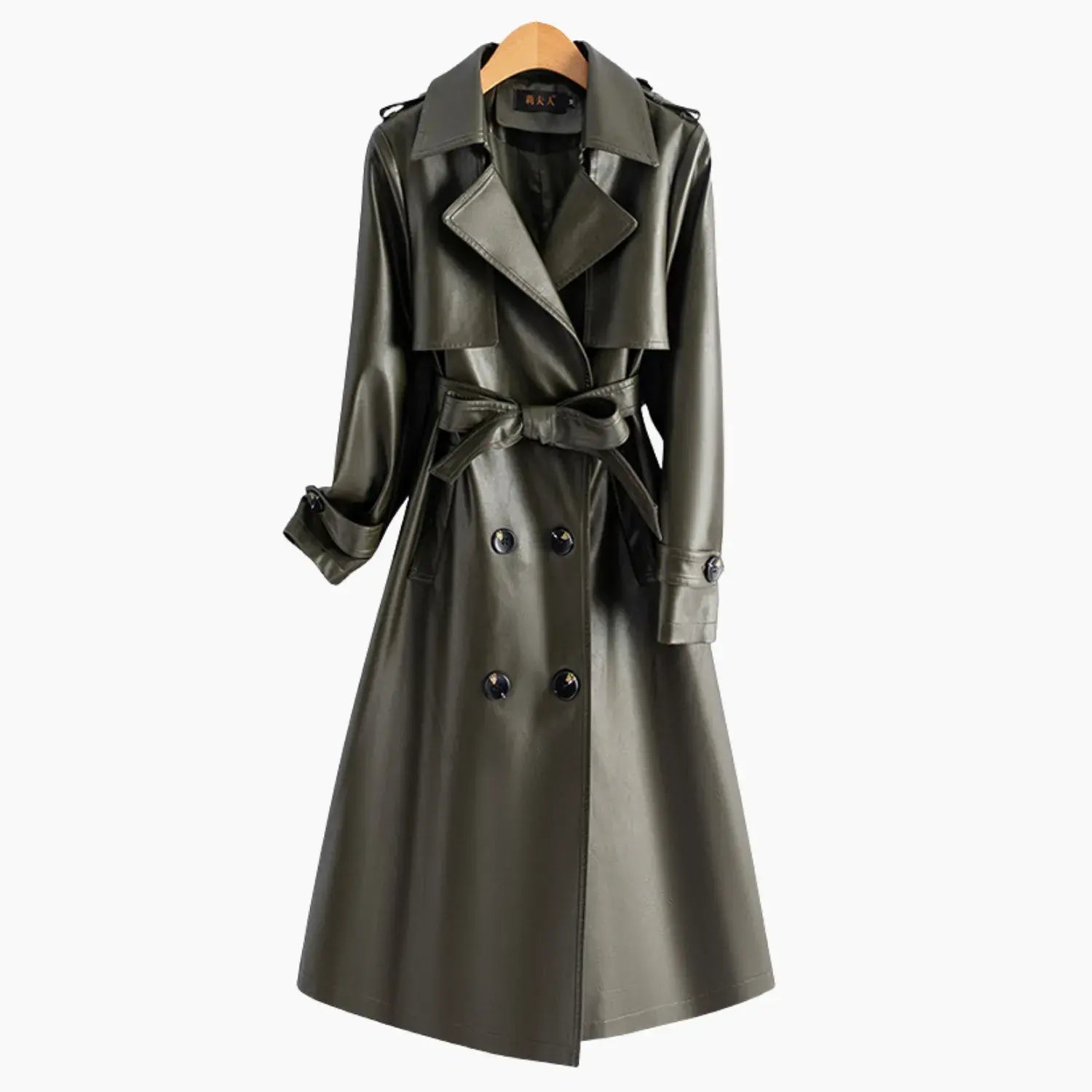 Calista Genuine Leather Trench Coat
