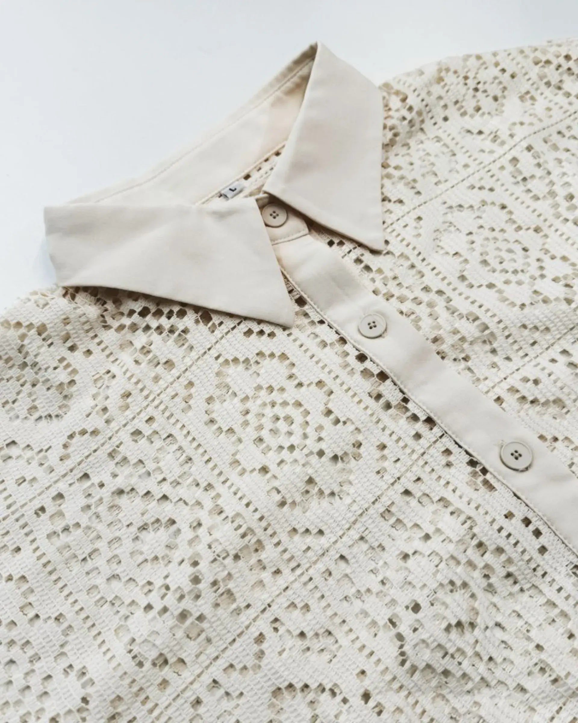 Long Sleeve Lace Button Down Shirt