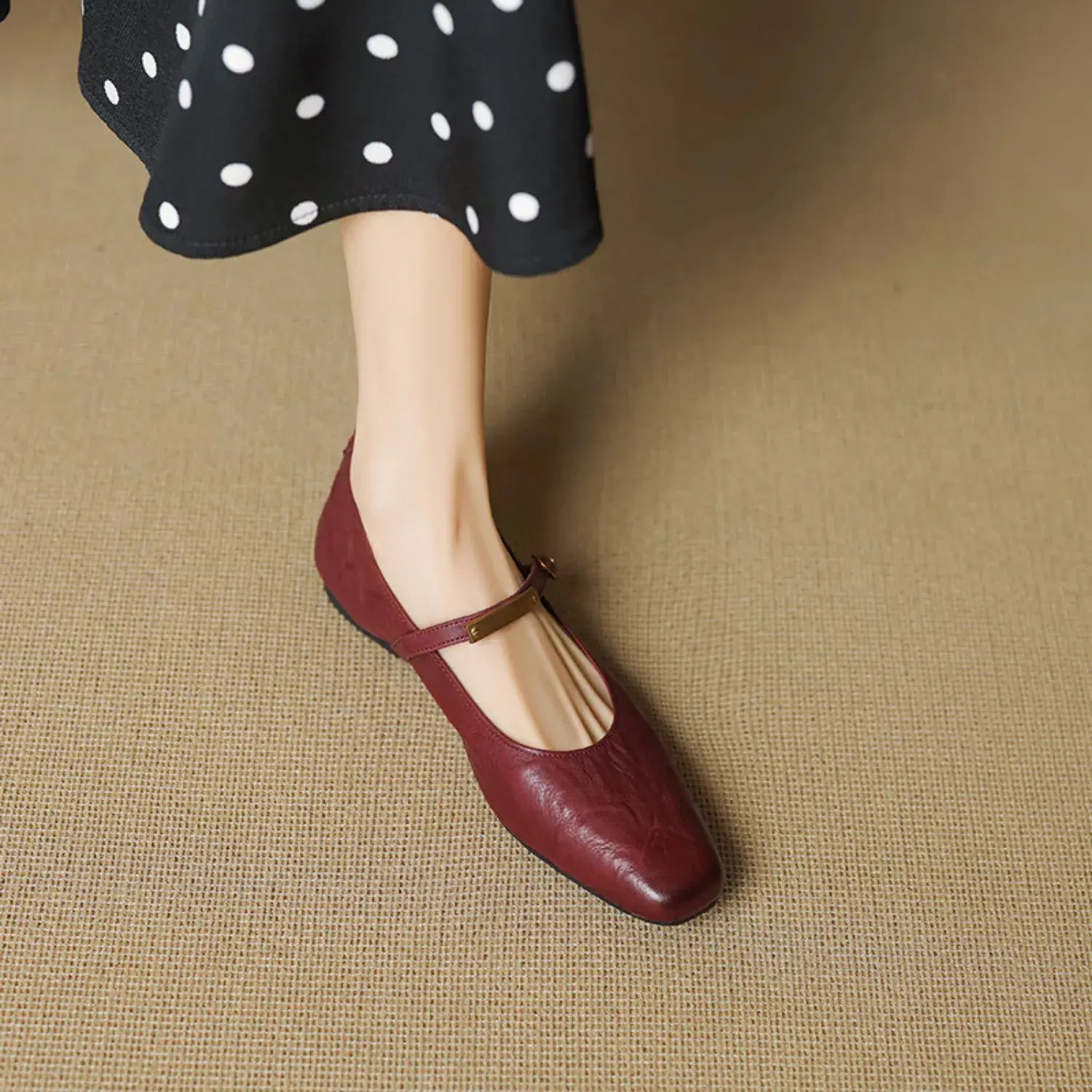 Marisol Genuine Leather Flat Mary Jane