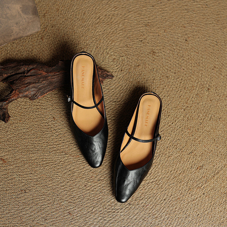 Soraya Genuine Leather Slip-On Mules