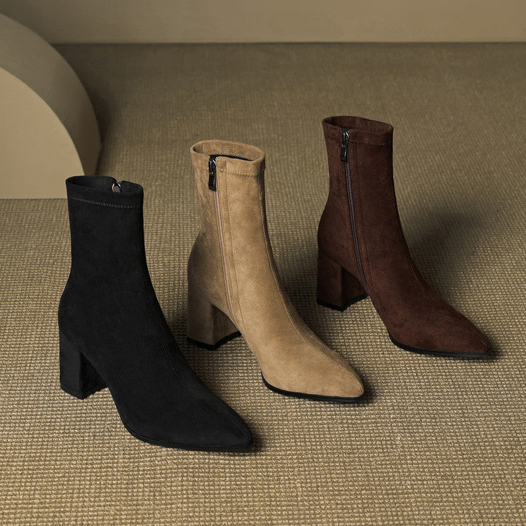 Elara - Genuine Suede Ankle Boots