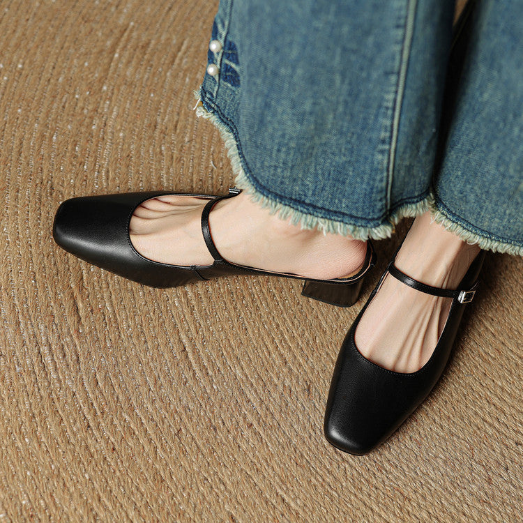 Valora Genuine Leather Slip-On Mules