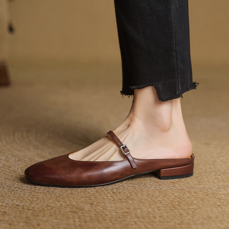 Zaria - Genuine Leather Slip-On Mules
