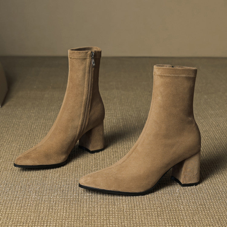 Elara - Genuine Suede Ankle Boots