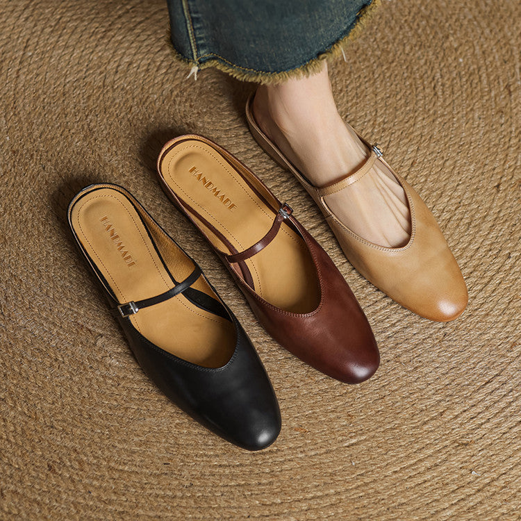 Zaria - Genuine Leather Slip-On Mules