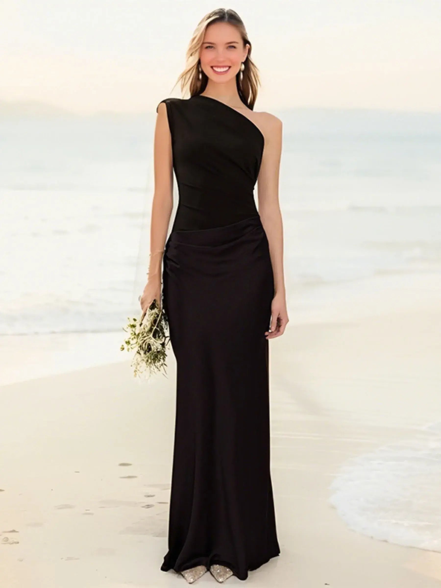 Celestina - Slanted Collar Maxi Dress