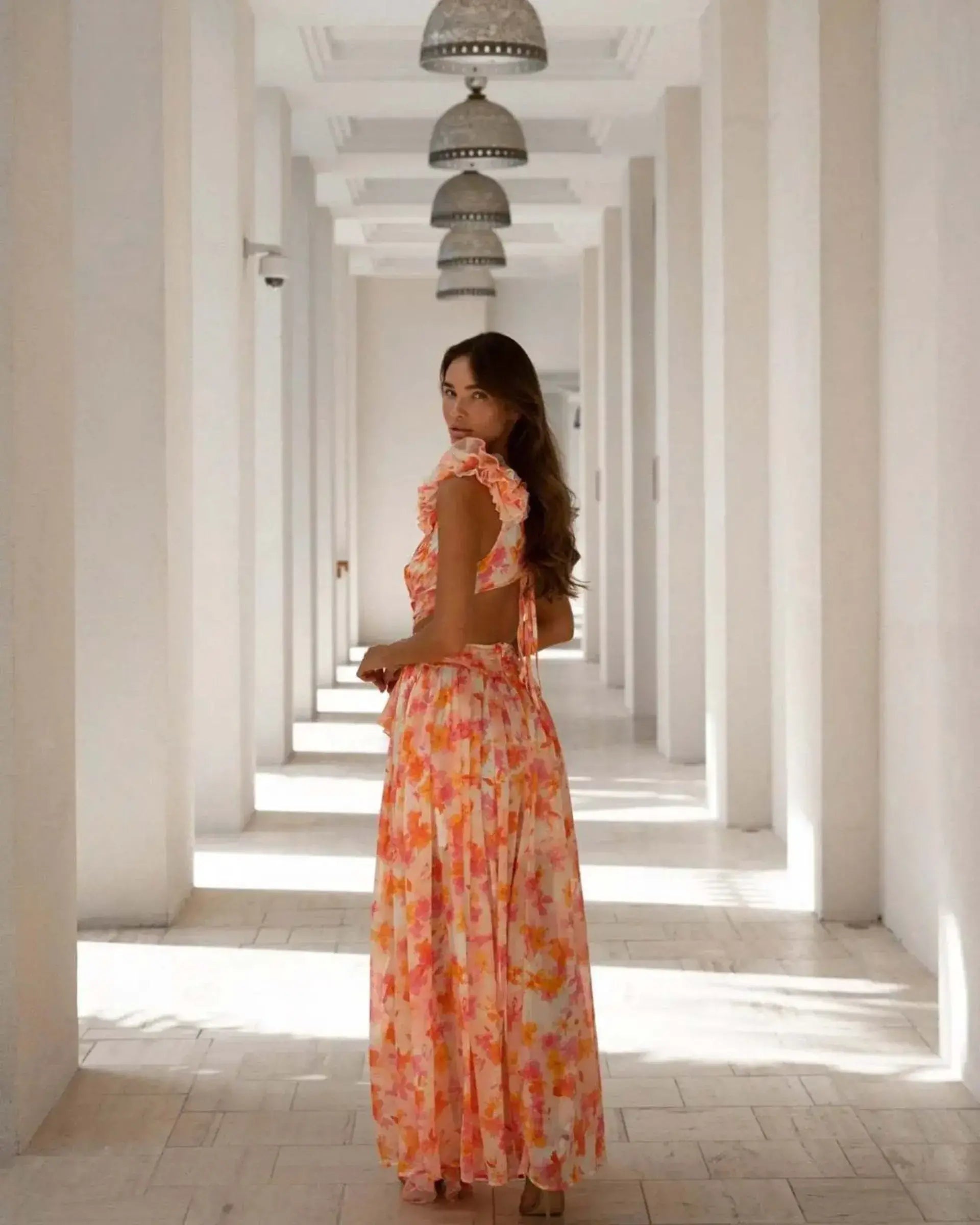 Ruffled Floral Maxi Dress