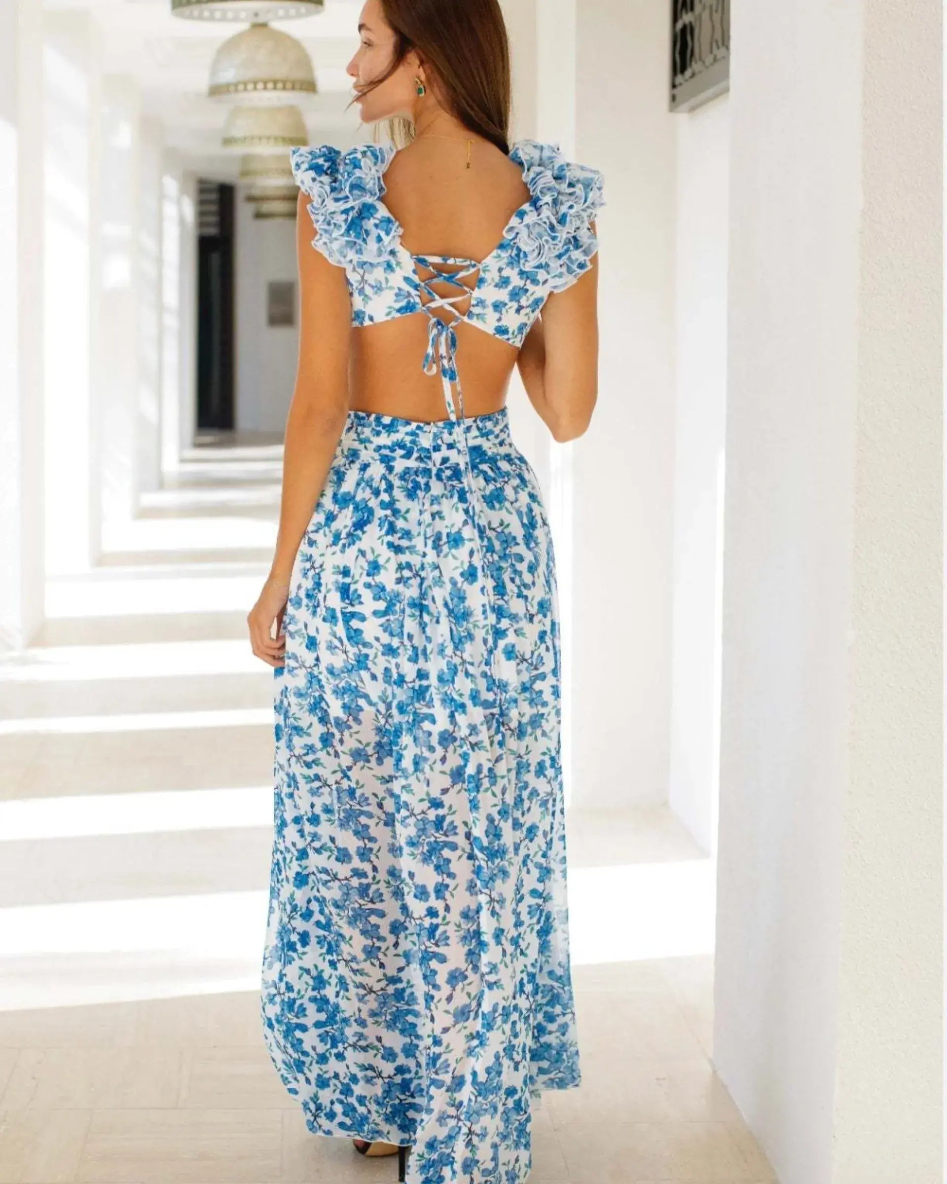 Ruffled Floral Maxi Dress
