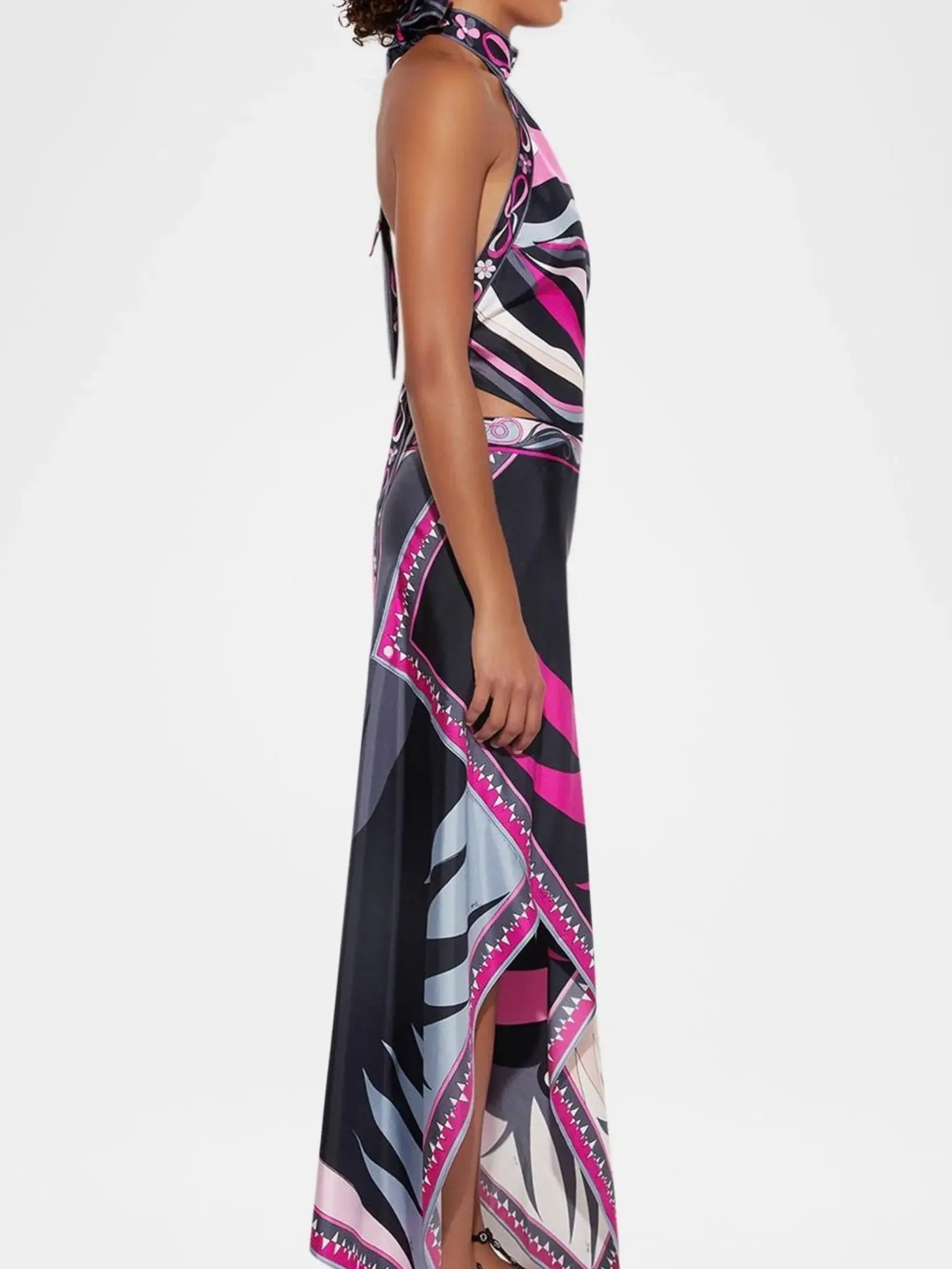 Scarlet - Satin midi Top and Skirt set