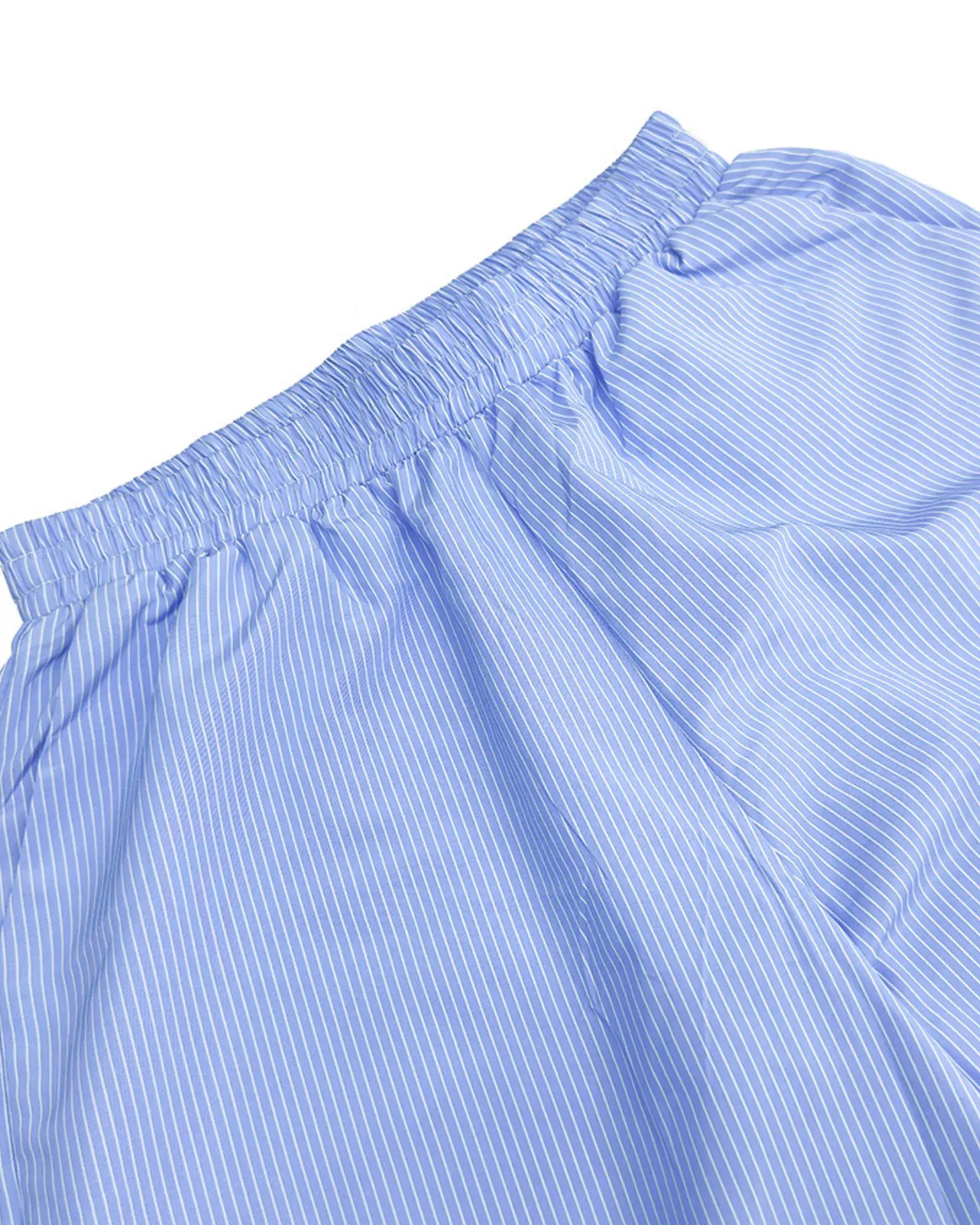 Striped Two-Piece Lounge Set – Oversized Button-Up Shirt & Wide Leg Pants for Women