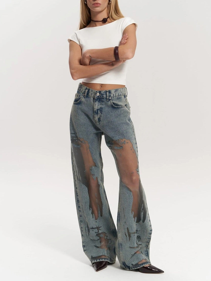 Milano - Blue Transparent Wide-leg Jeans