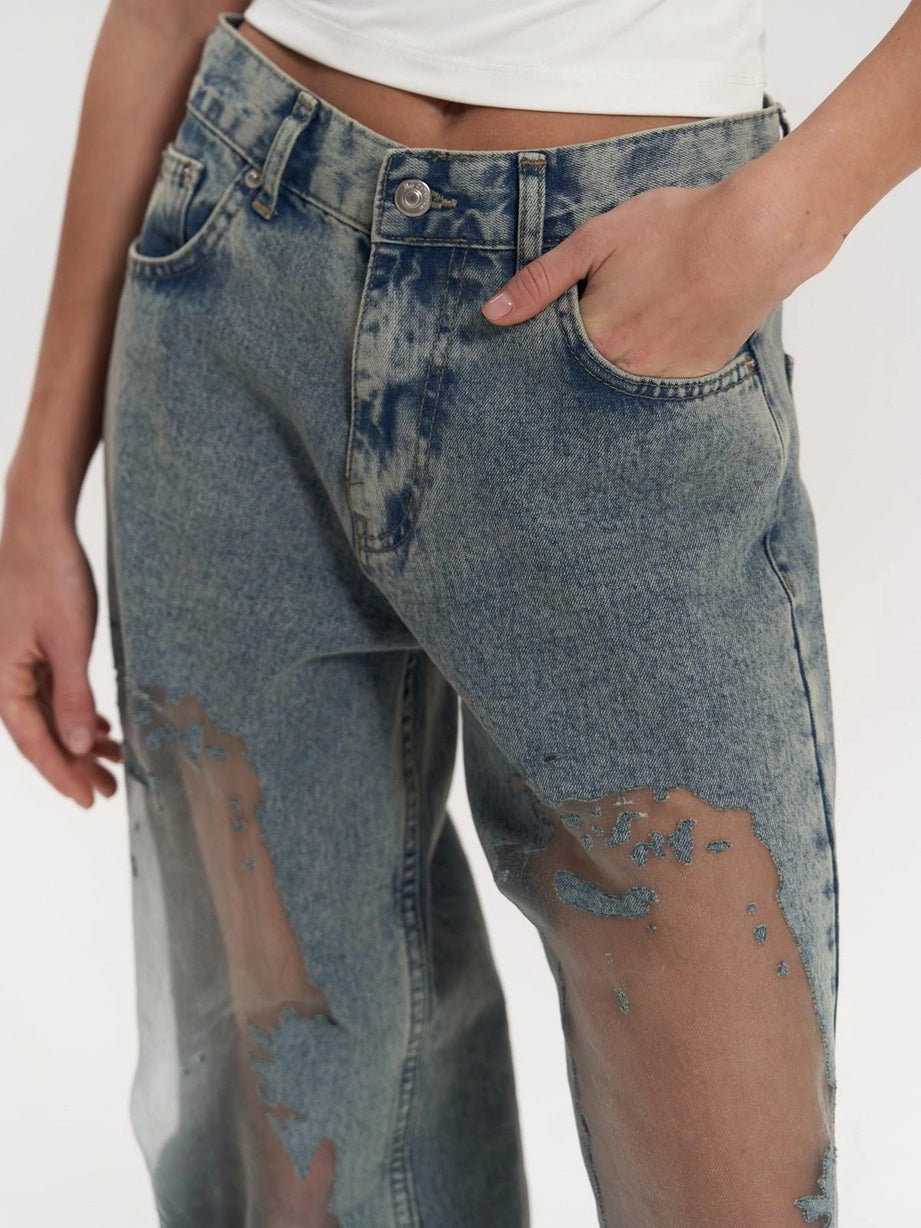 Milano - Blue Transparent Wide-leg Jeans