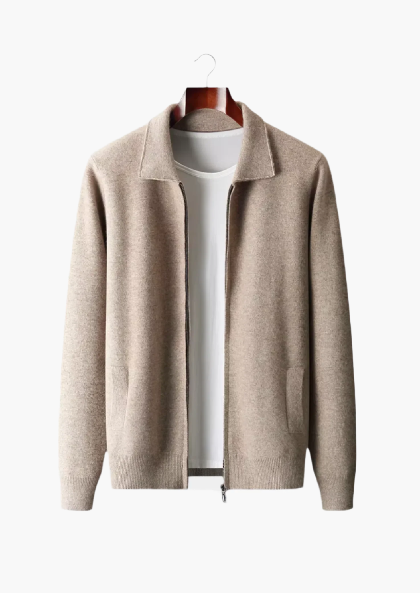 Ultra-Fine Merino Wool Zip Polo Cardigan