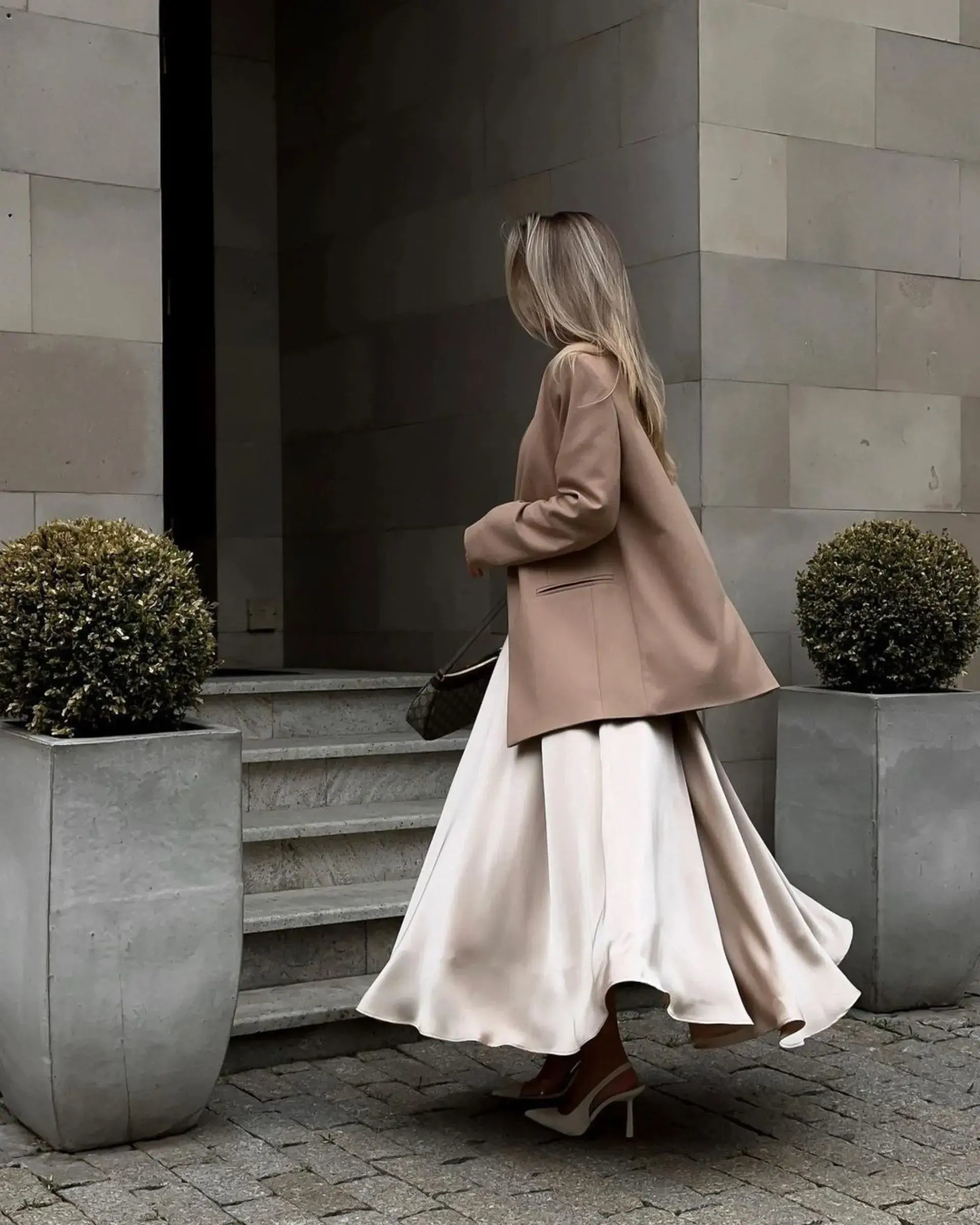 High waist Long Satin Dress