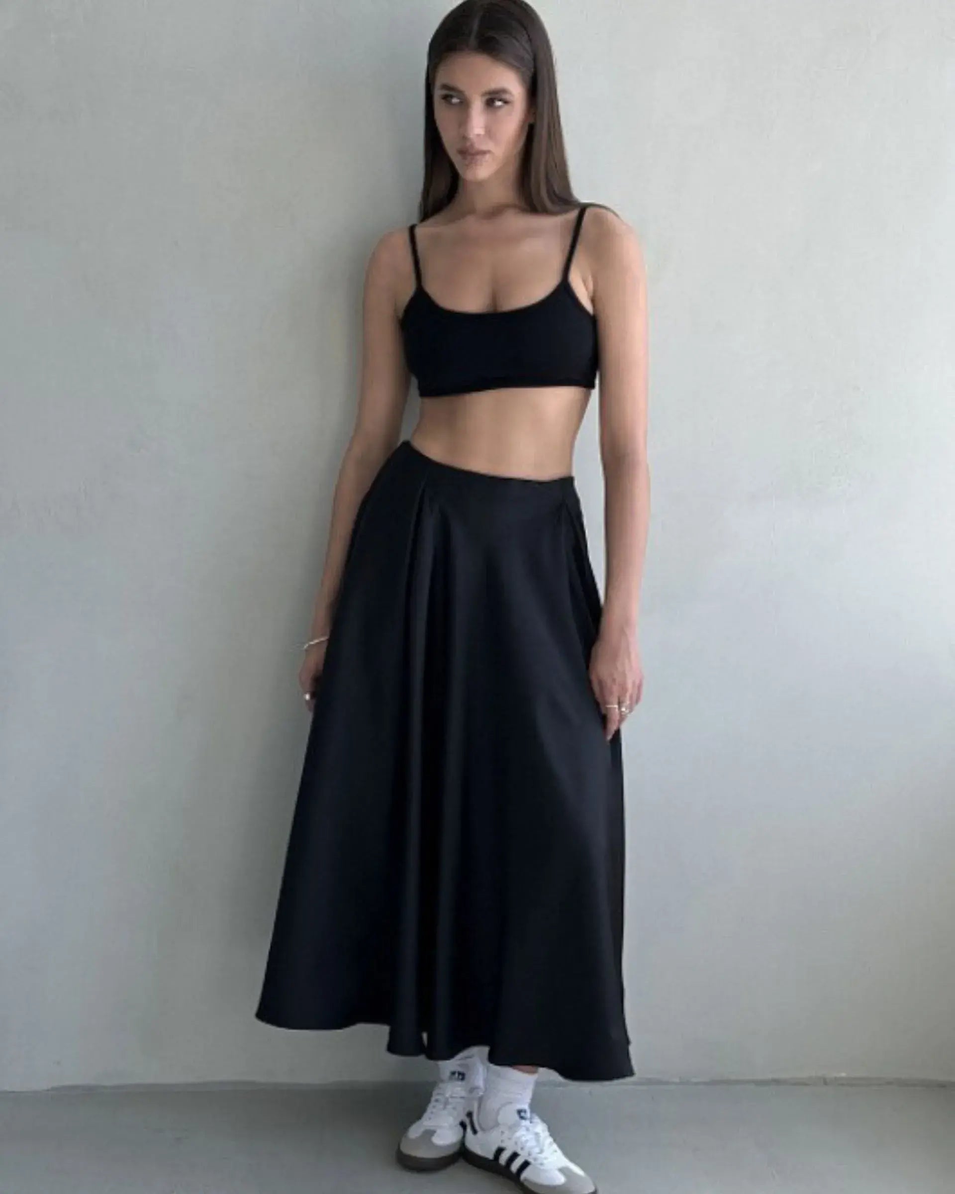 High waist Long Satin Dress