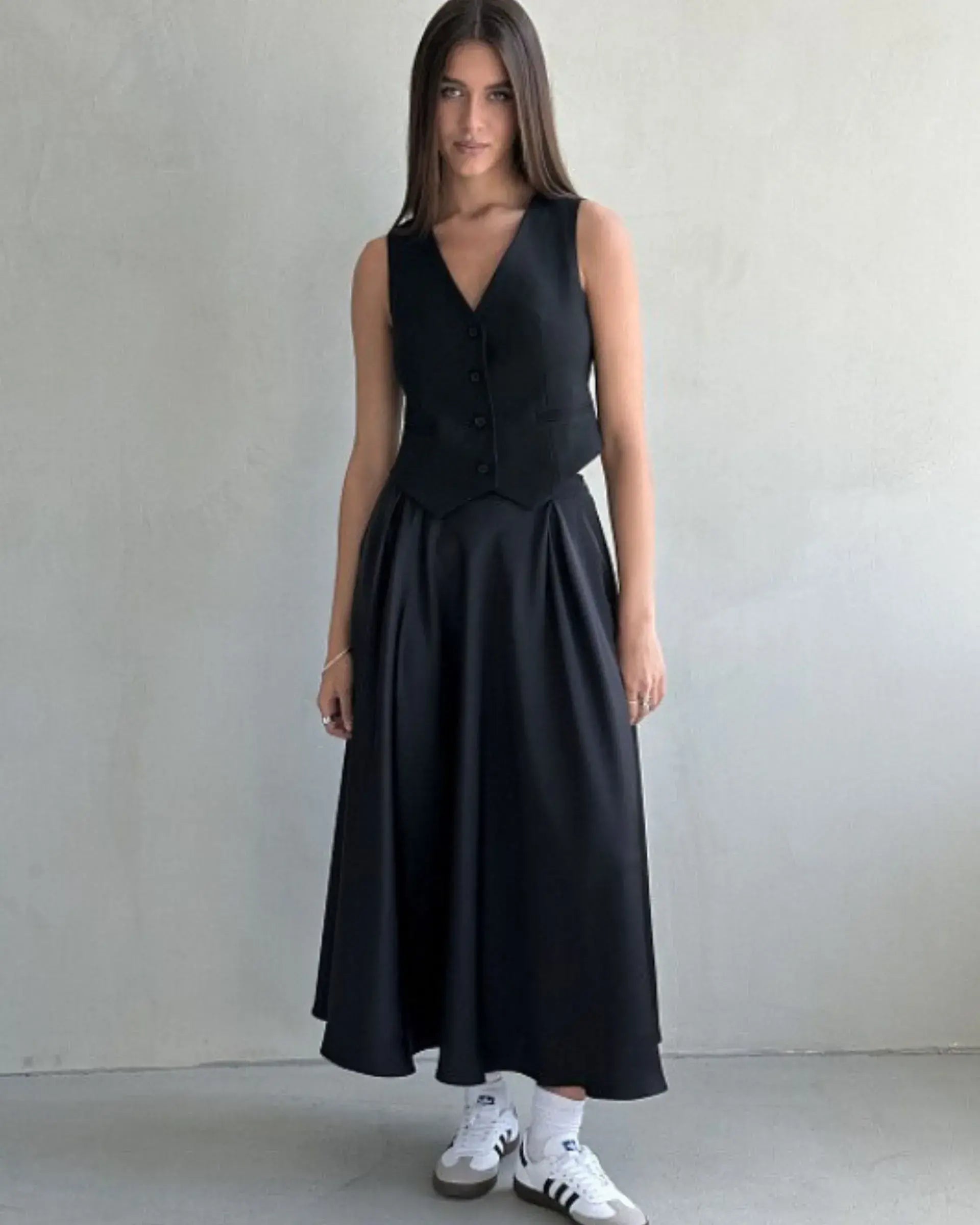 High waist Long Satin Dress