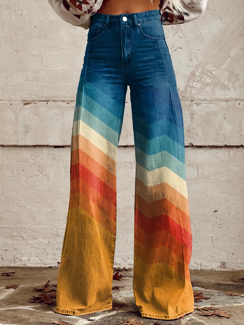 Maya™ - Stylish Multicolored Striped Wide Leg Pants
