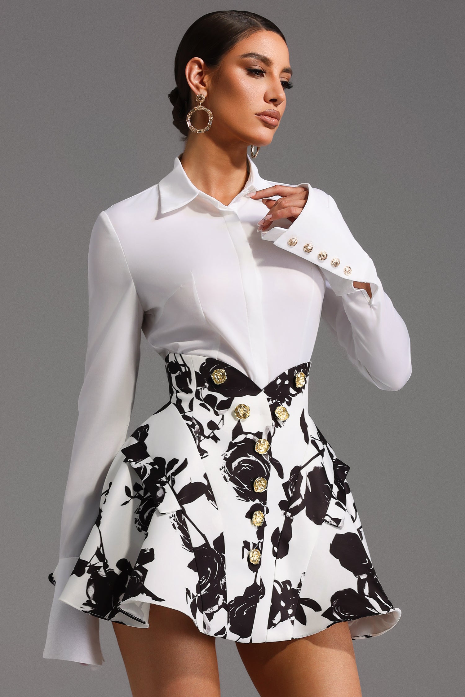 Lily Long Sleeve Printing Mini Two-Piece Set