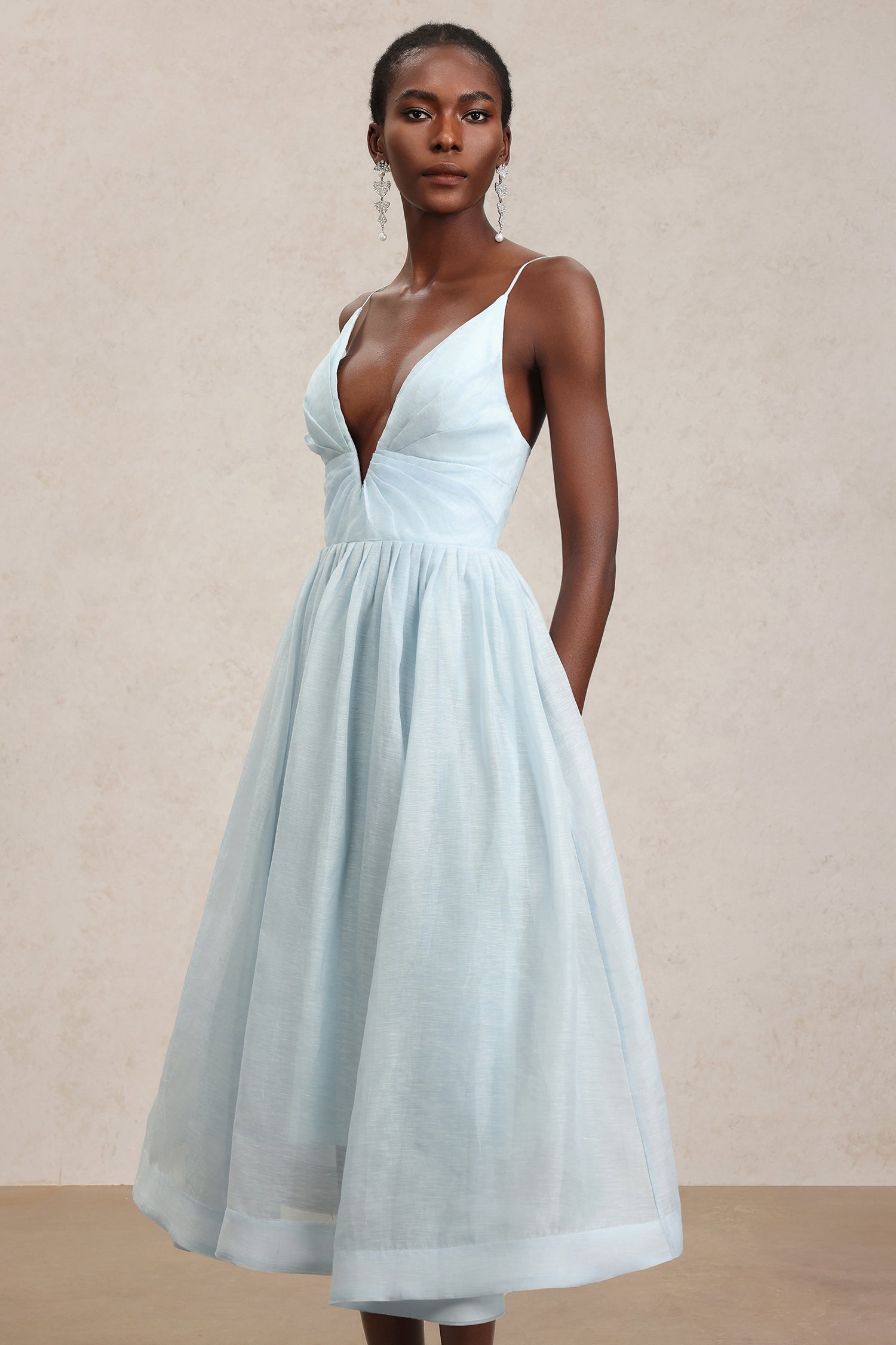 Mélanie Halter Deep-V Folds Maxi Dress