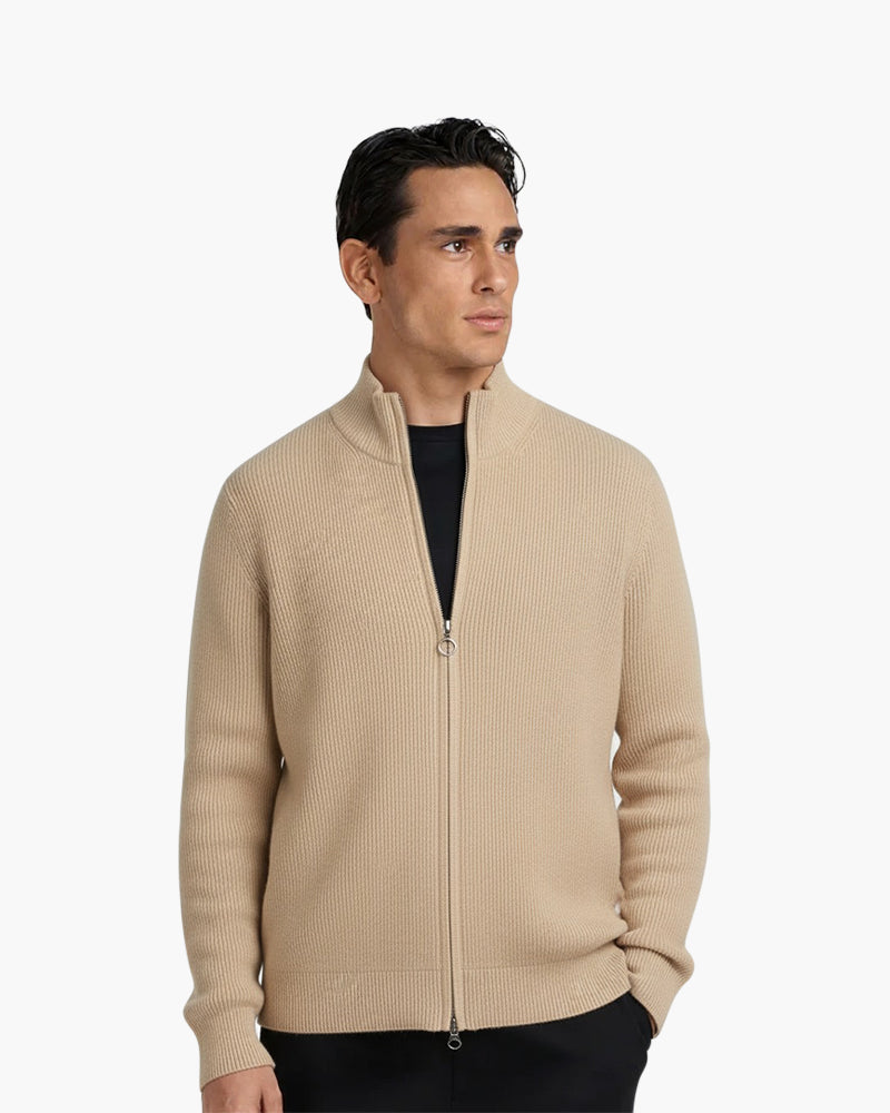 ZURICH Wool Zip-Up Cardigan