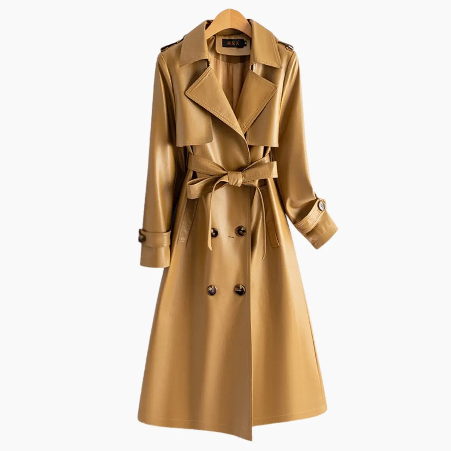 Calista Genuine Leather Trench Coat