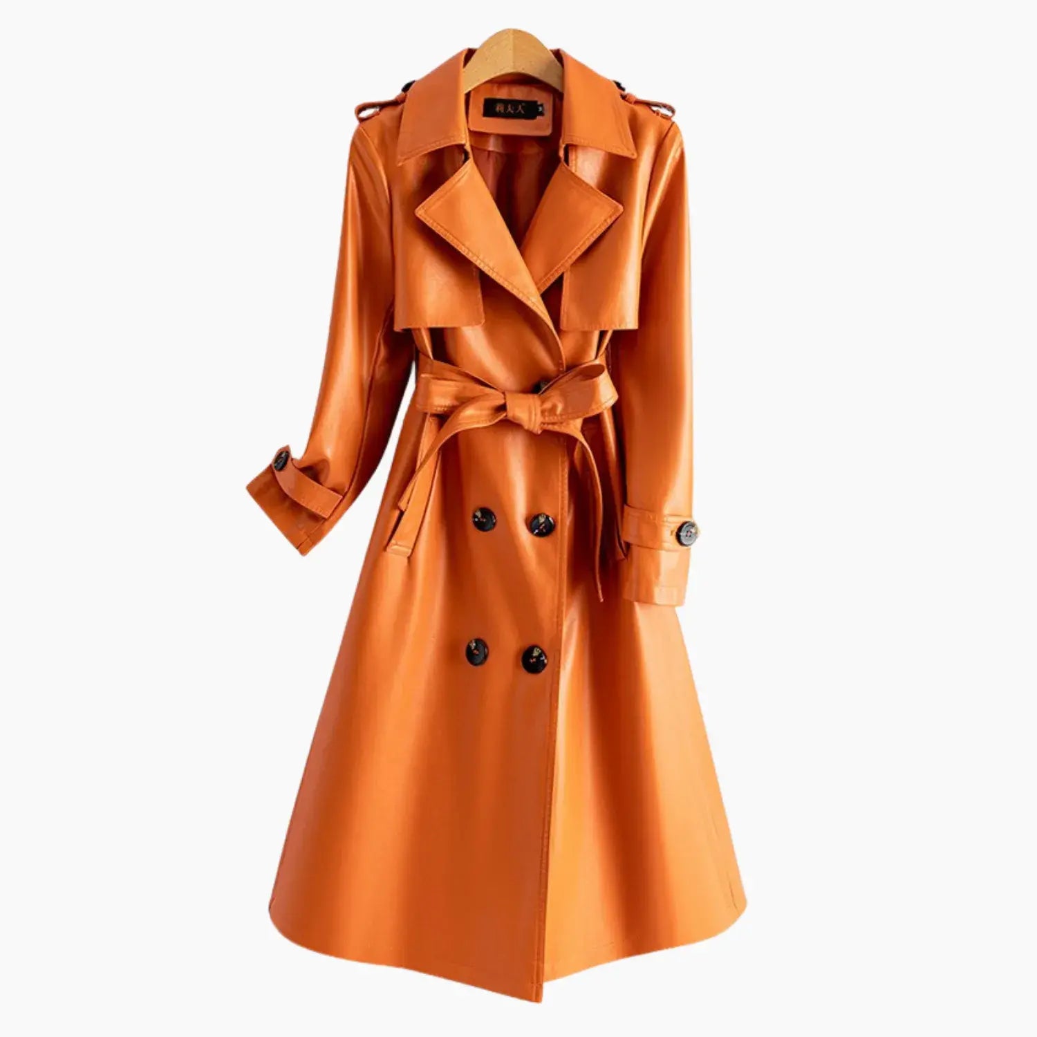 Calista Genuine Leather Trench Coat