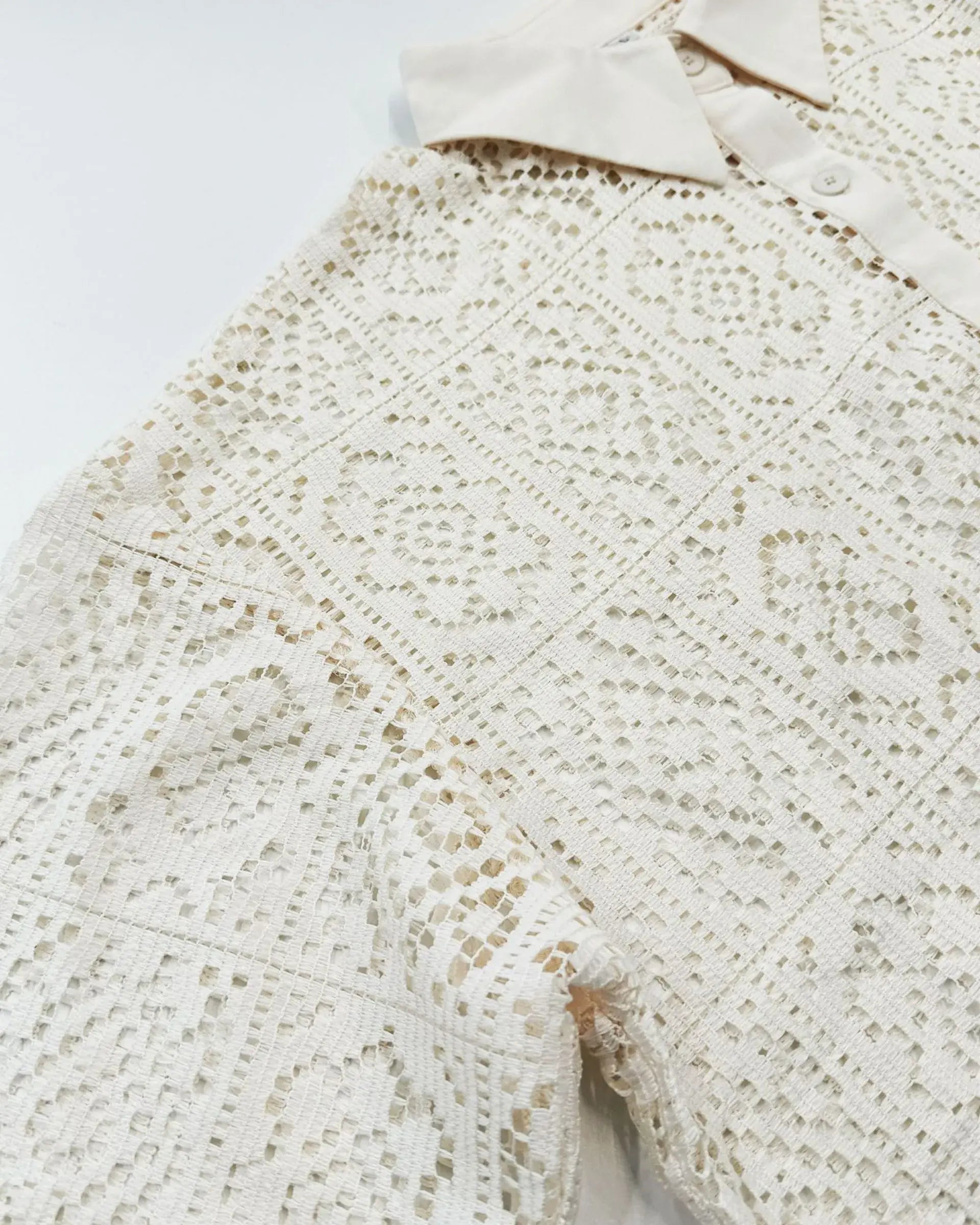 Long Sleeve Lace Button Down Shirt