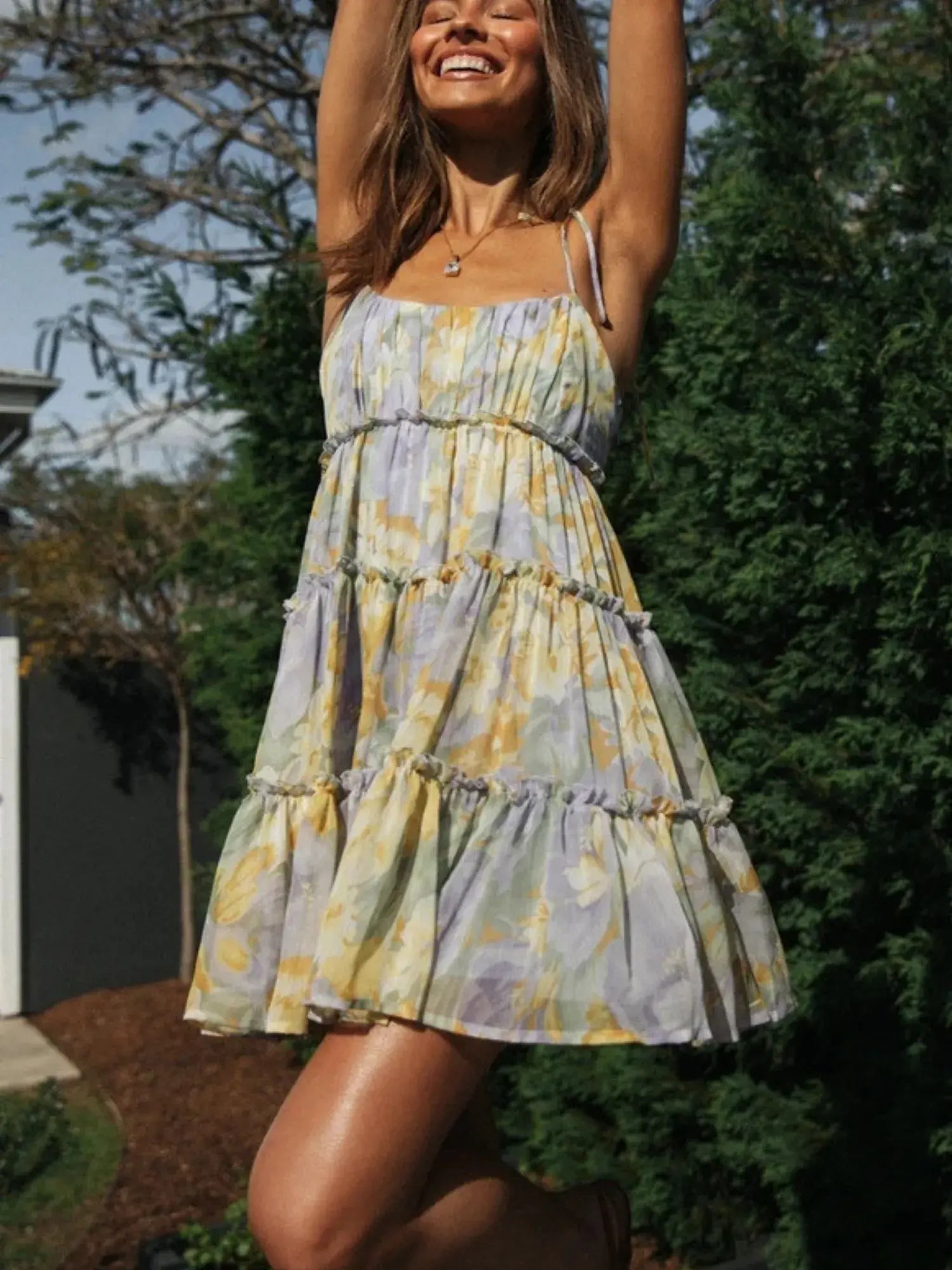 Marcella™ Chiffon High-End Floral Dress (Purple-Yellow)
