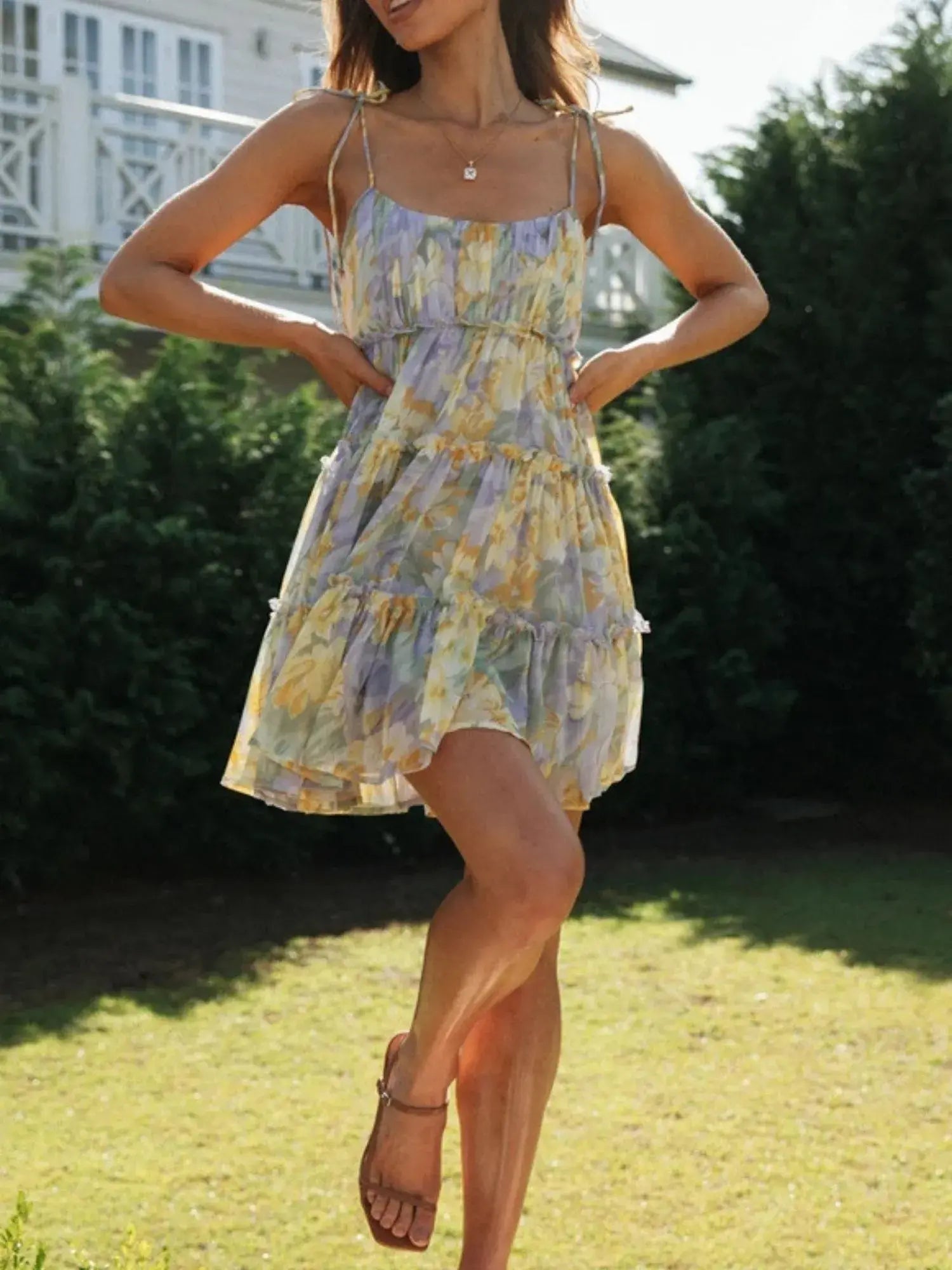 Marcella™ Chiffon High-End Floral Dress (Purple-Yellow)