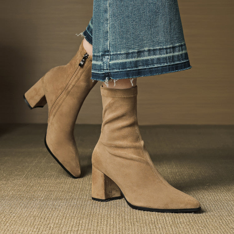 Elara - Genuine Suede Ankle Boots