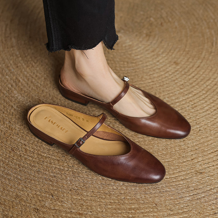 Zaria - Genuine Leather Slip-On Mules