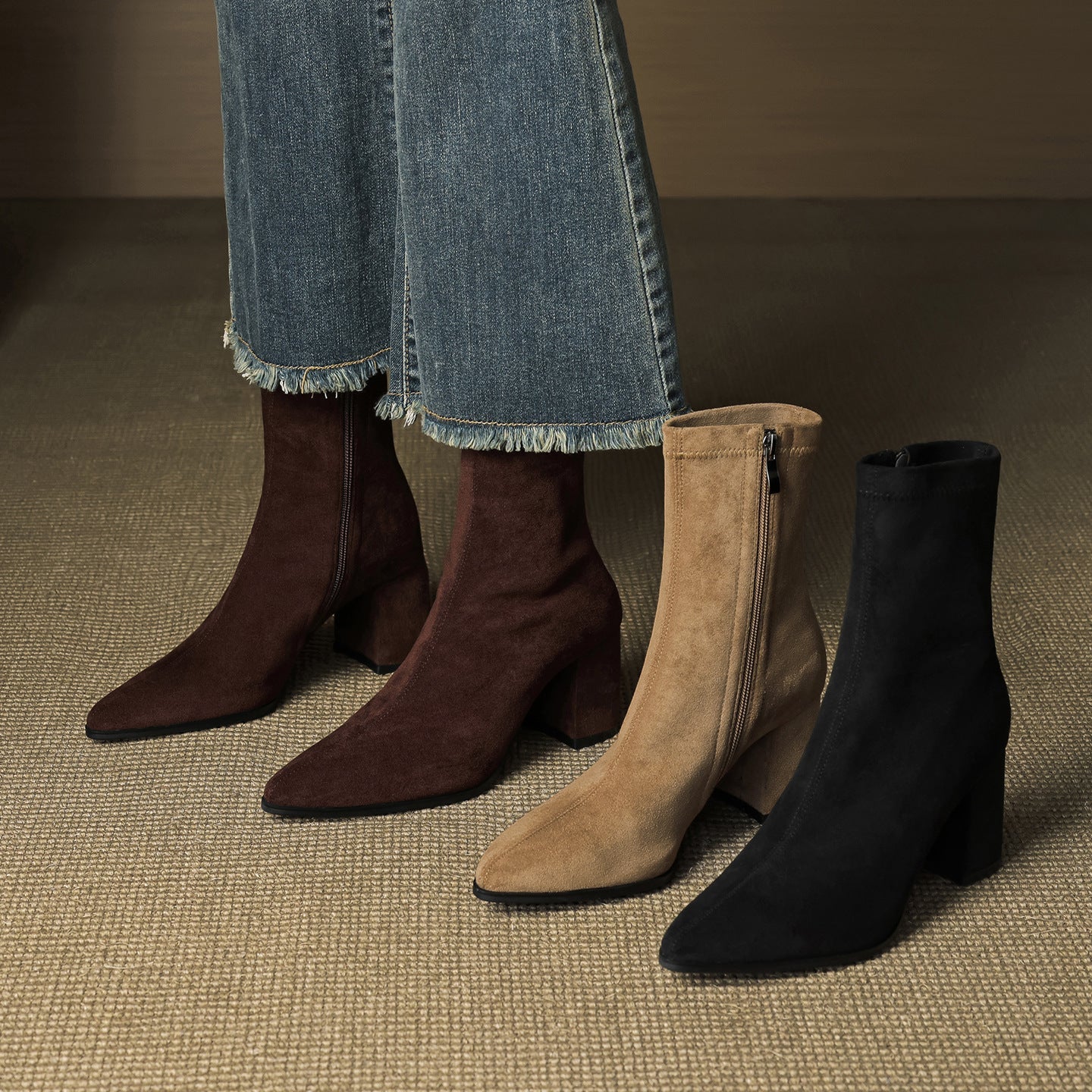 Elara - Genuine Suede Ankle Boots