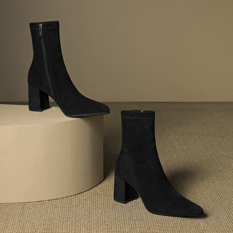 Elara - Genuine Suede Ankle Boots